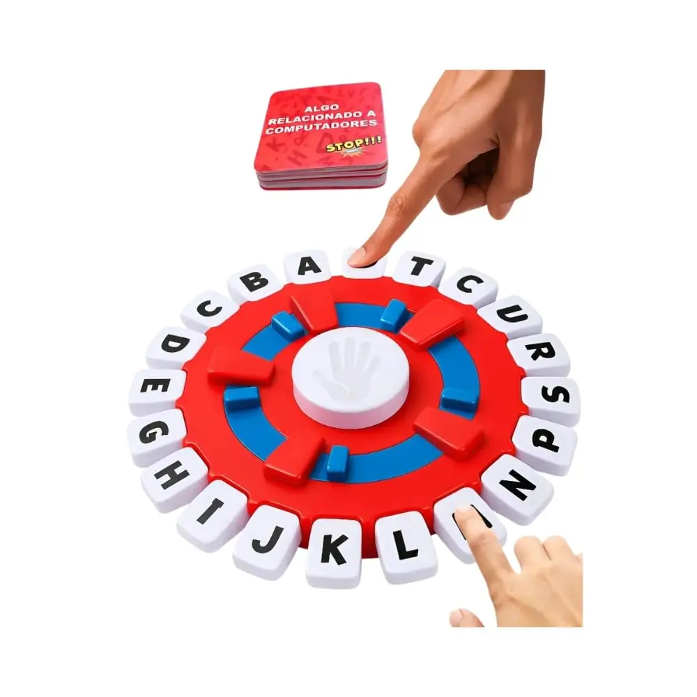 Jogo Stop Eletrônico Interativo com Cartas de Perguntas, Vermelho, Jogo de Raciocínio para Família
