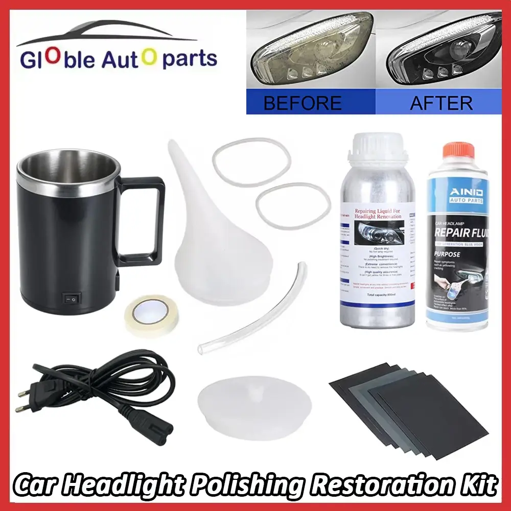 Kit de polimento químico para farol de carro, fluido de reparo de polímero líquido, removedor de arranhões, kit de restauração de polimento de farol de carro