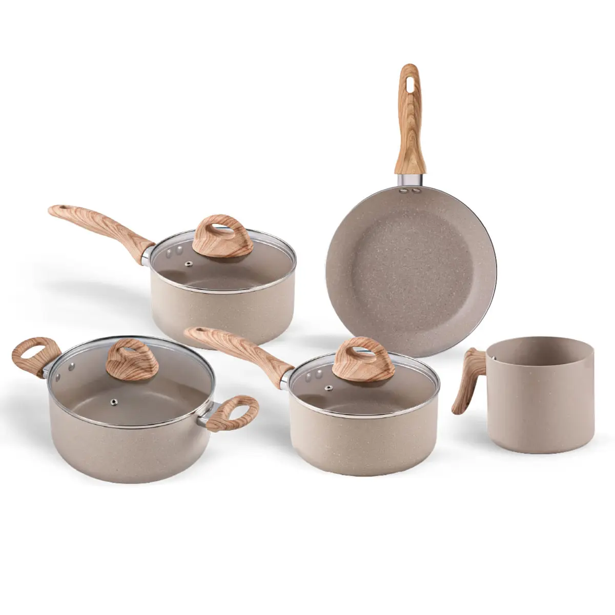 Jogo de Panelas com Indução Brinox Antiaderente Ceramic Life Smart Plus 5 Peças - areia - 1
