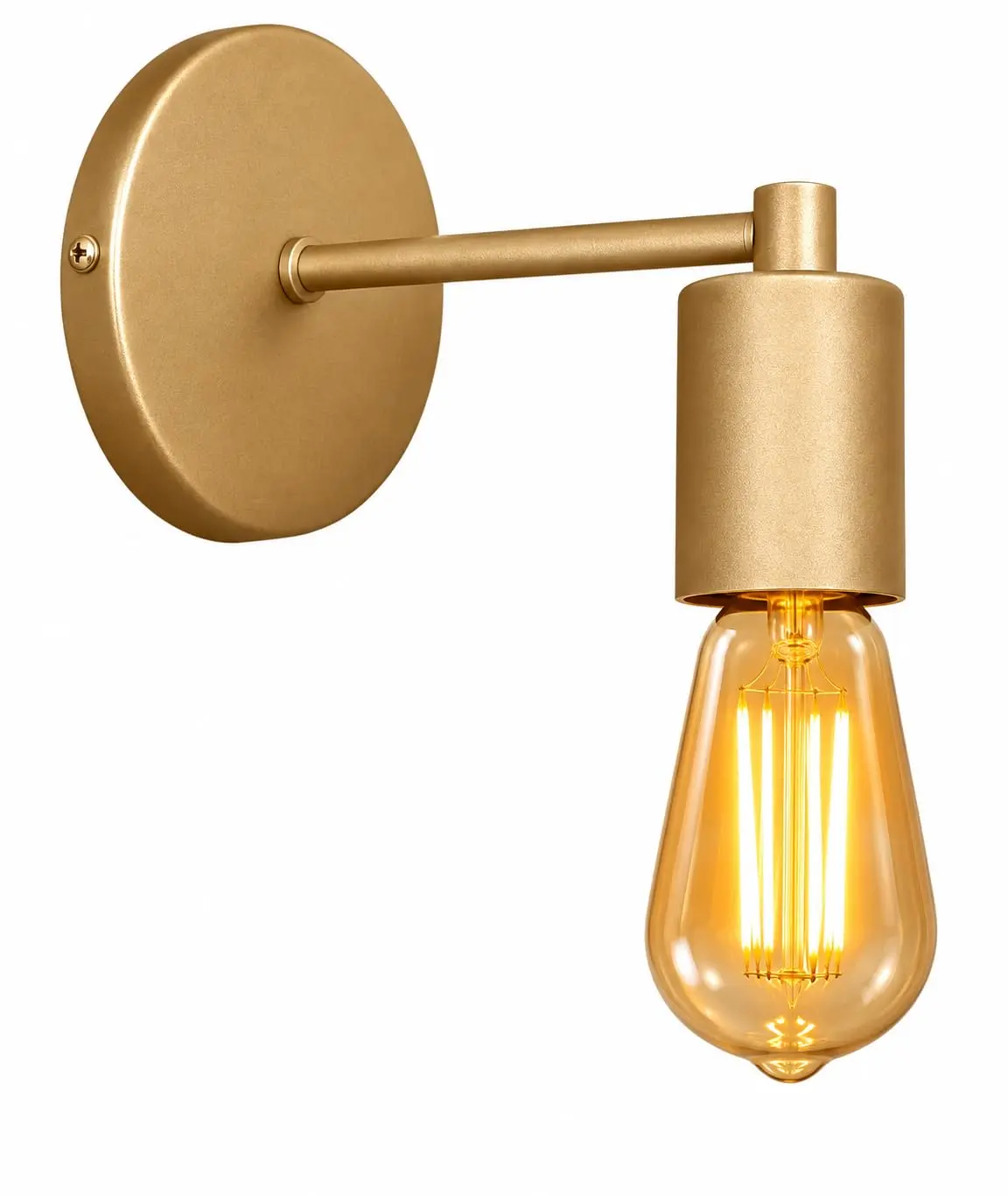 Arandela Industrial Retrô Alumínio Dourado Champanhe Fosco Soquete E27 Bivolt Luminária Decorativa para Sala Quarto Corredor Área Gourmet e Ambientes Internos