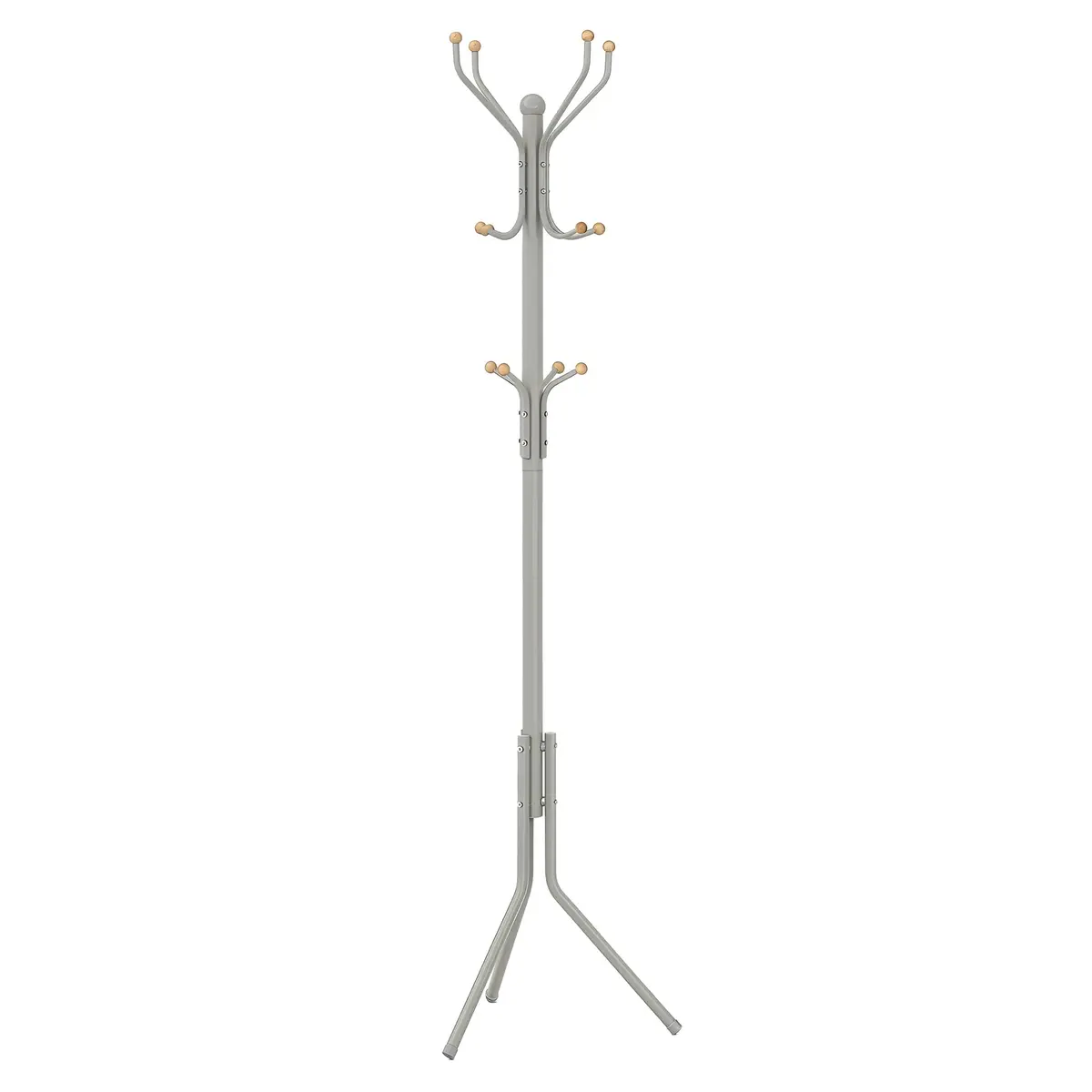 SONGMICS Cabideiro de Pé, 12 Ganchos, Aço e Madeira de Pinho, 49x49x182 cm | Árvore de Casacos, Independente, para Hall, para Roupas, Chapéus, Bolsas, Bege Claro, Coleção ALAN RCR019K01