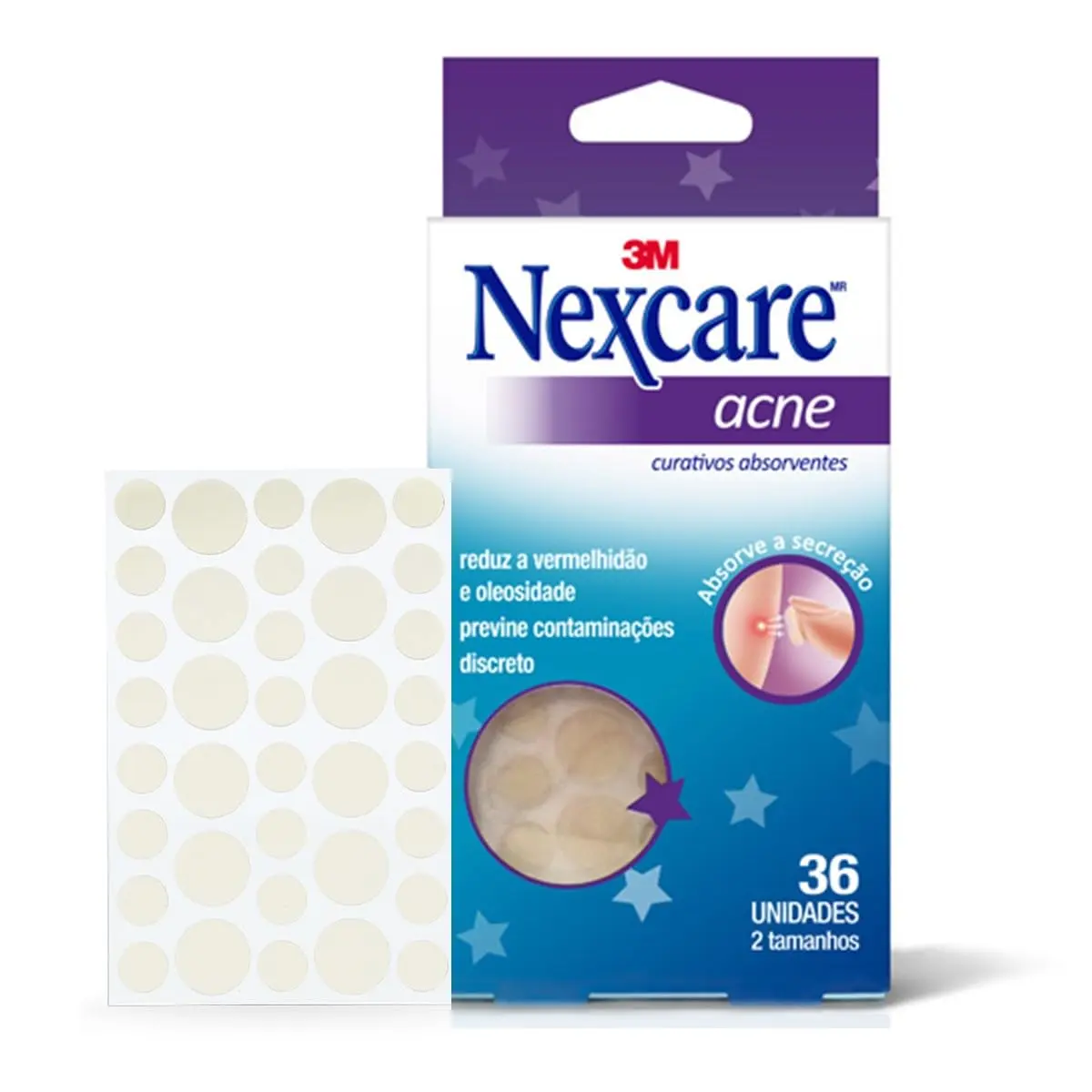 NEXCARE 3M Adesivo Hidrocoloide Transparente para Acne e Espinha 36 Un. | Discreto, Seca Espinhas, Reduz Contaminações e Diminui a Oleosidade, À Prova D'água, Dois Tamanhos Diferentes - 1