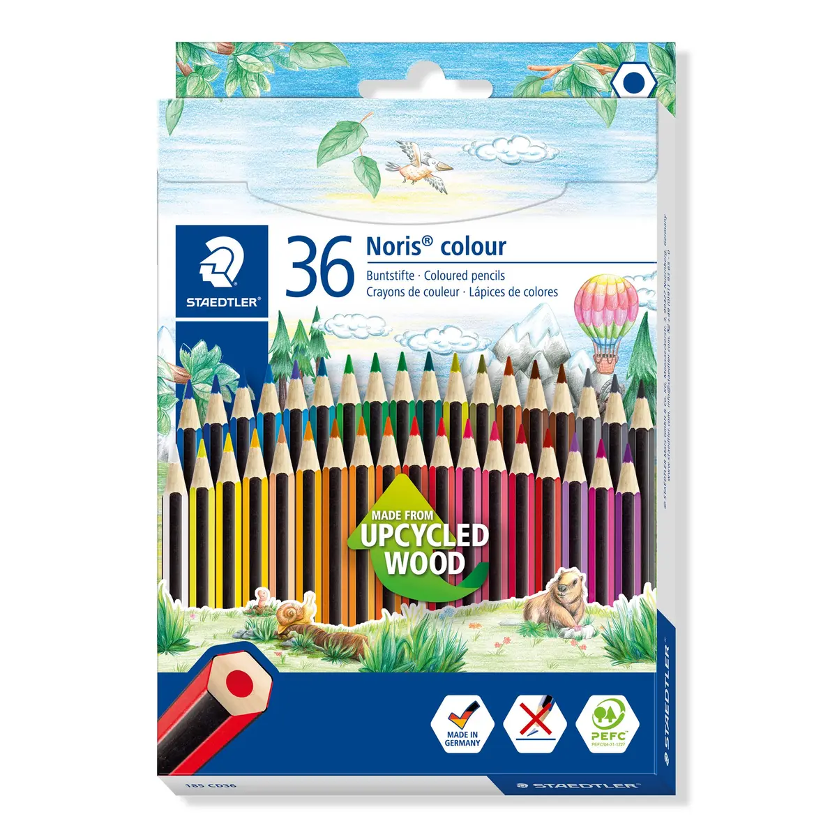 STAEDTLER Lápis de Cor Noris Hexagonal 36 Cores - 185 CD36 - Cores Vivas, Alta Resistência à Quebra, Madeira Sustentável – Ideal para Uso Escolar - 1