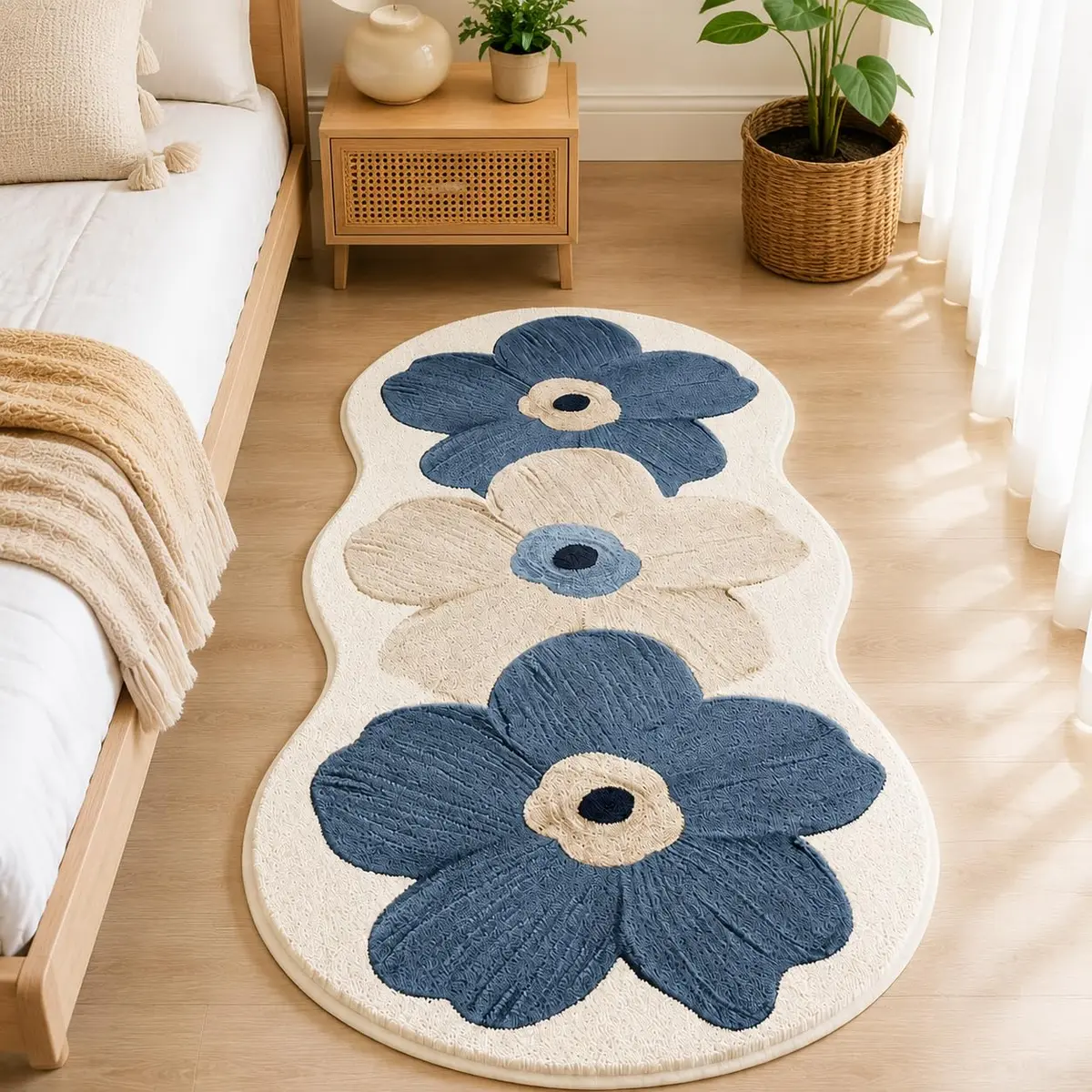 EKROTOK Tapete Macio para Quarto 60 * 120CM, Tapete de Pelúcia Antiderrapante para Cabeceira, Ideal para Quarto Infantil, Dormitório e Euarto de Estar.