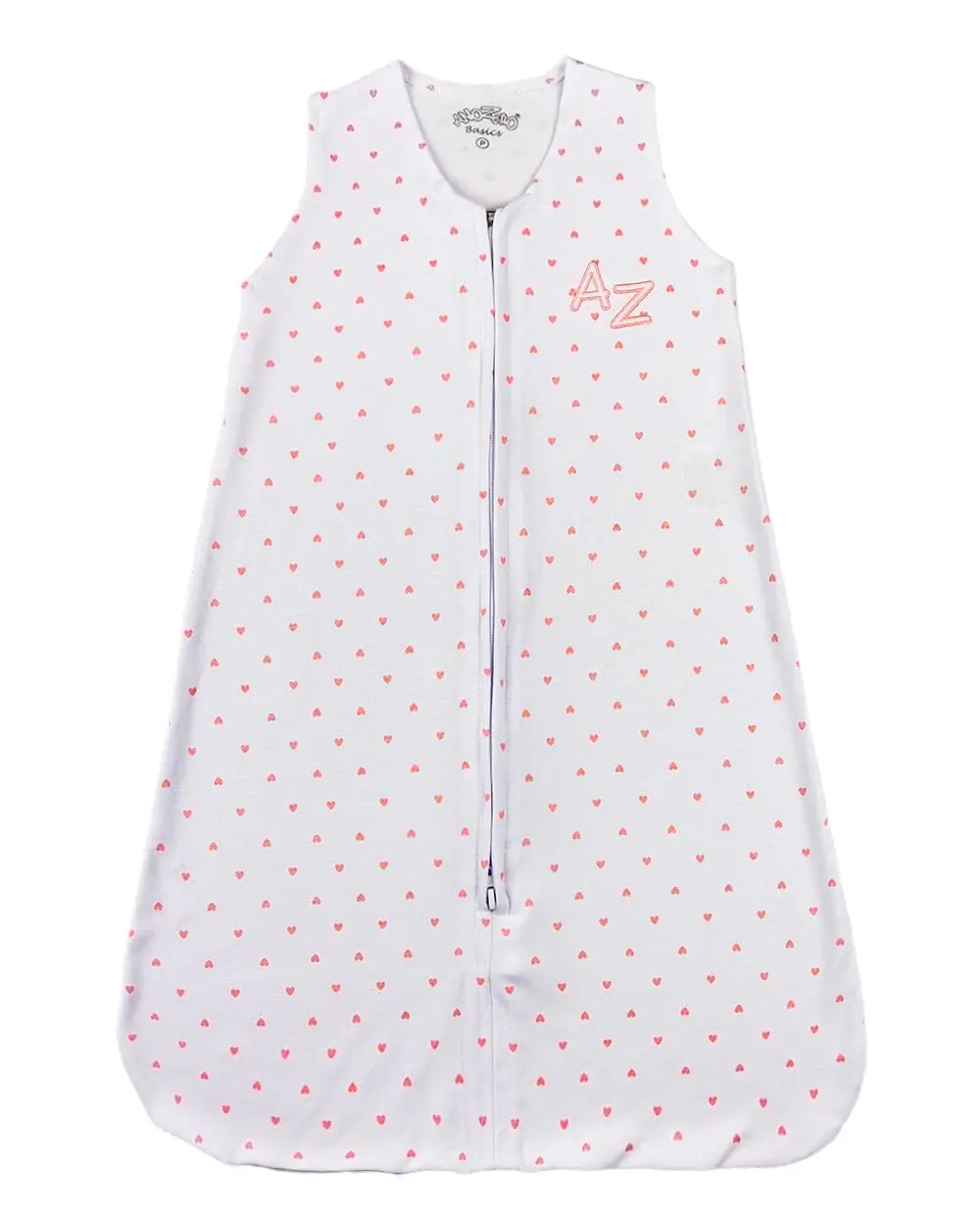 Saco de Dormir para Bebê Menina em Suedine Algodão Fio 40 Estampado – Saco de Dormir com Estampa de Corações (Branco,G) - 1