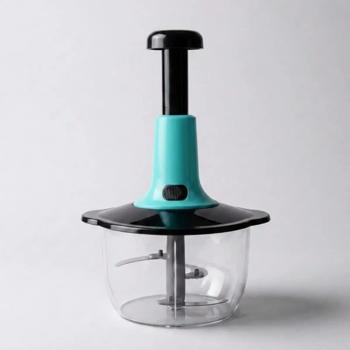 Processador de Alimentos Manual 1500ml Lâminas Inox - Azul | Plástico ABS industrial reforçado, livre de BPA, sistema Tri-Blade com 3 lâminas de aço inoxidável em alturas alternadas