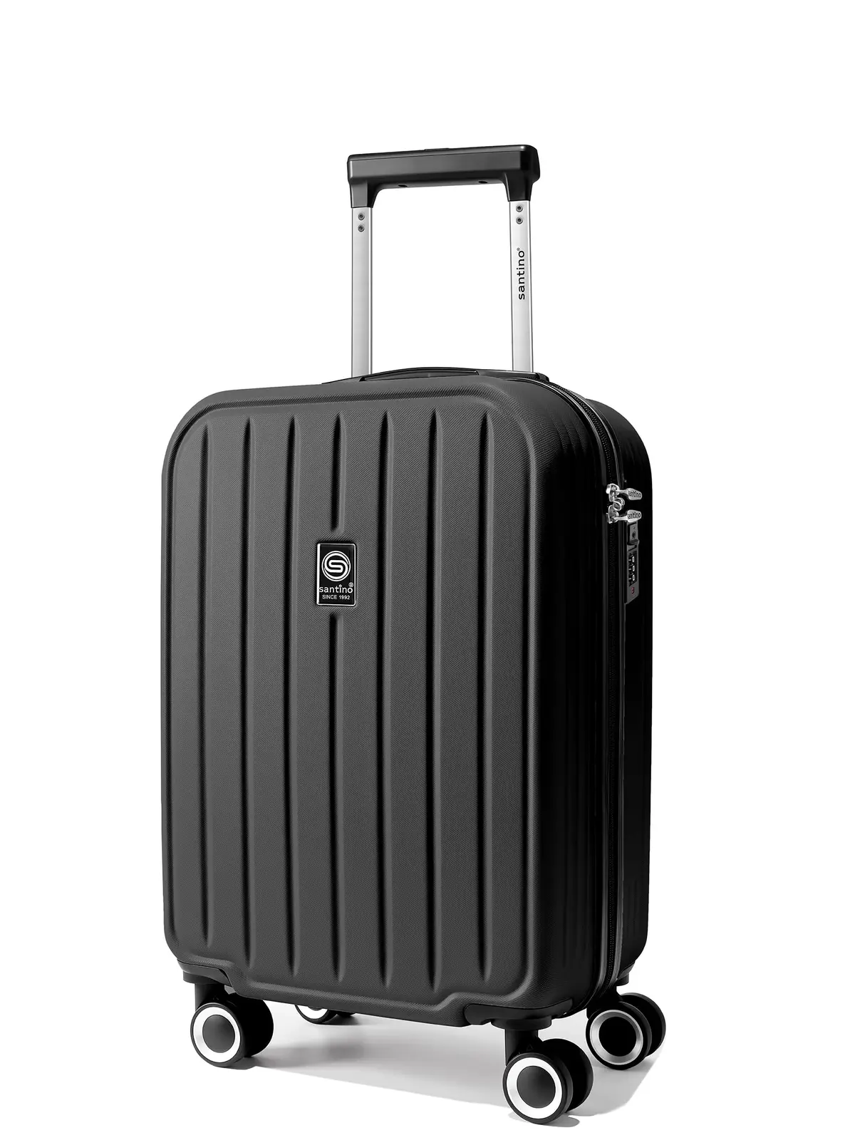 SANTINO Mala de Bordo 10kg Chicago Rígida ABS Padrão ANAC | Pequena Leve Prática Moderna Estilosa Rodas Duplas 360 Segredo Numérico Para Viagens e Trabalho Preto