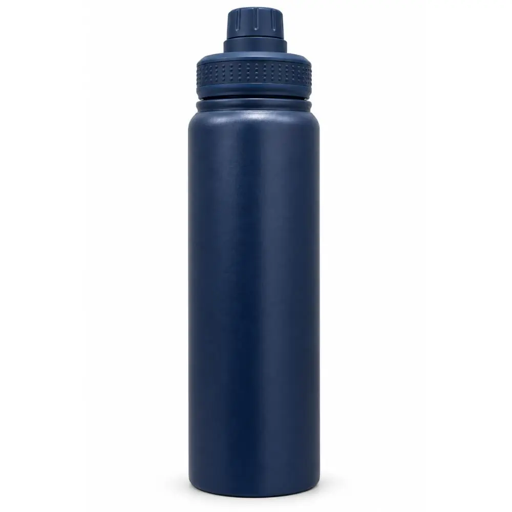 Garrafa Térmica Inox 800ml com Alça Parede Dupla - Azul Marinho | Esportiva, Com Alça, Parede Dupla Isolada a Vácuo, Antivazamento, Premium