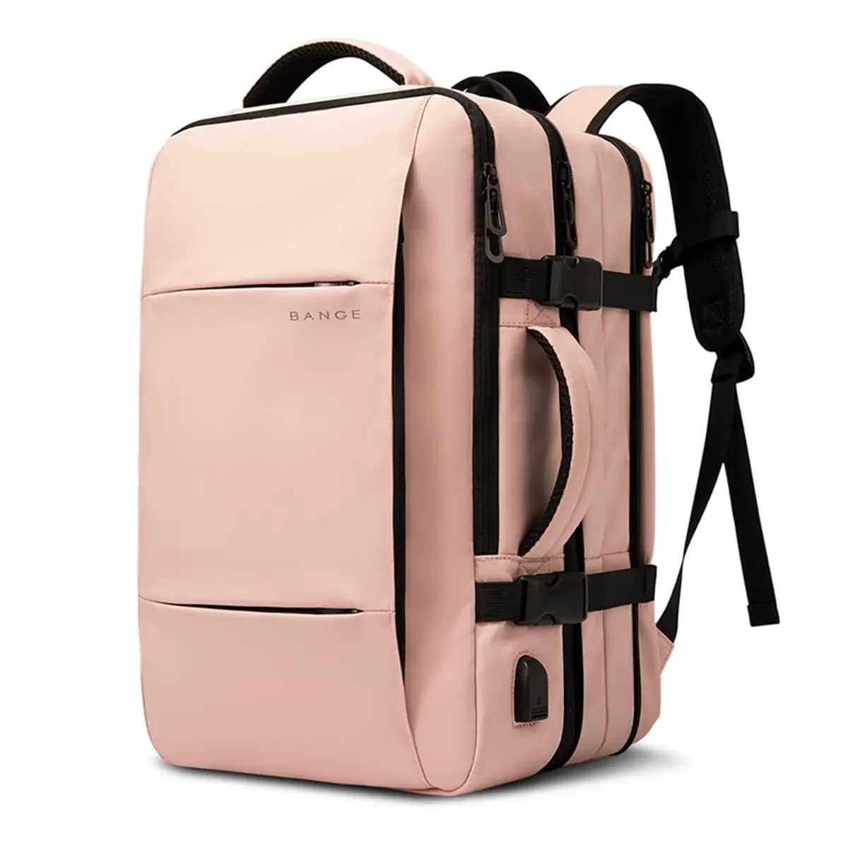 BANGE Mochila Executiva Masculina Reforçada de 40L Expansível Antifurto Impermeável para Notebooks de Até 17.3 Polegadas - Rosa