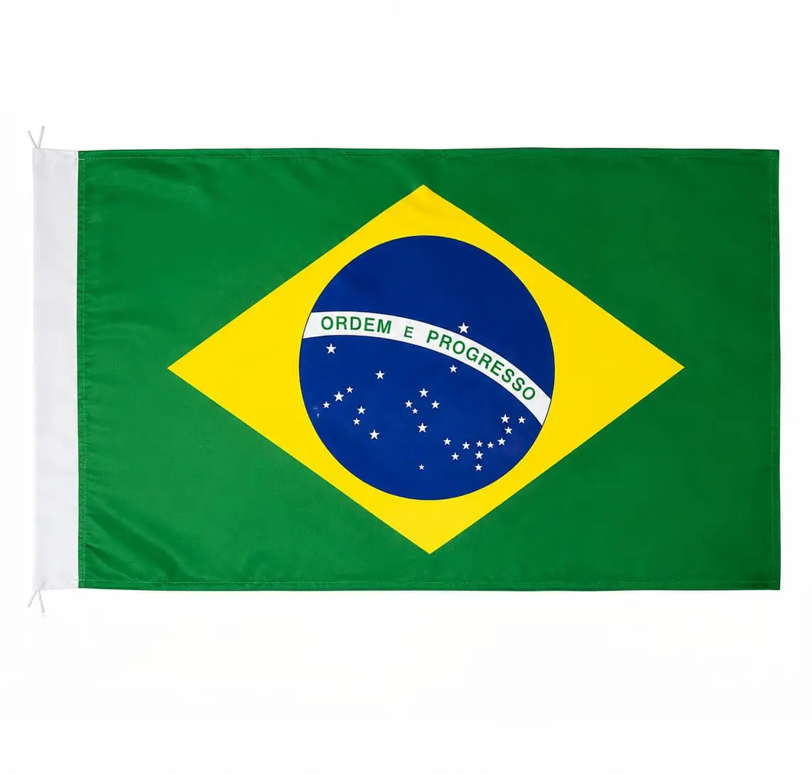 Bandeira do Brasil de Poliéster, Verde, Amarelo, Azul e Branco, 95 x 130 cm