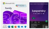 Microsoft 365 Family com Renovação Automática, até 6 usuários Assinatura 12 meses + Kaspersky Antivírus Premium para 5 dispositivos Licença 12 meses - 1