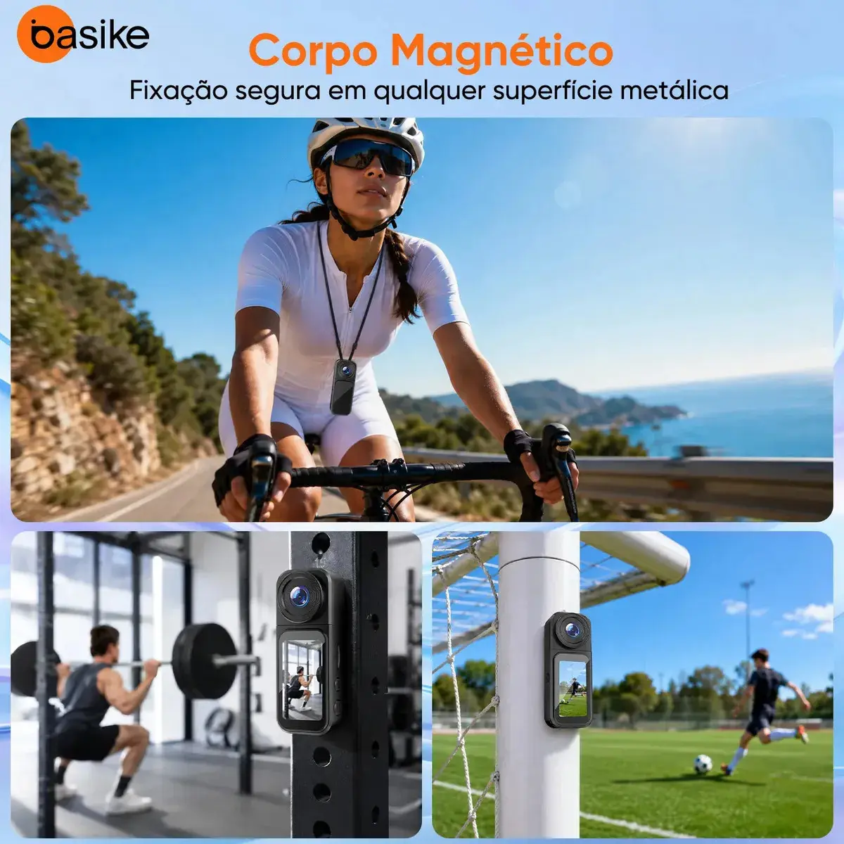 Câmera De Ação Esportiva Portátil Basike 4K 48MP Magnética,Mini Câmera Moto Bateria 230min Com WiFi, Lente Rotativa 180°, 1,47"Tela Touch, Câmera Filmadora Profissional Ba-CAM493 thumbnail 6