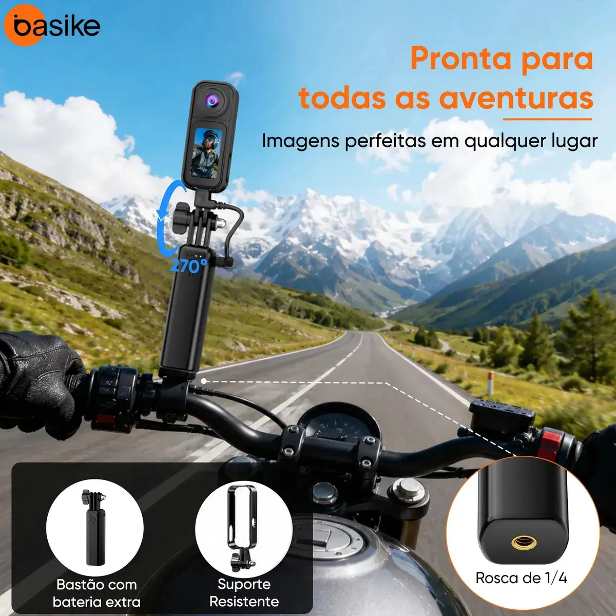 Câmera De Ação Esportiva Portátil Basike 4K 48MP Magnética,Mini Câmera Moto Bateria 230min Com WiFi, Lente Rotativa 180°, 1,47"Tela Touch, Câmera Filmadora Profissional Ba-CAM493 thumbnail 8