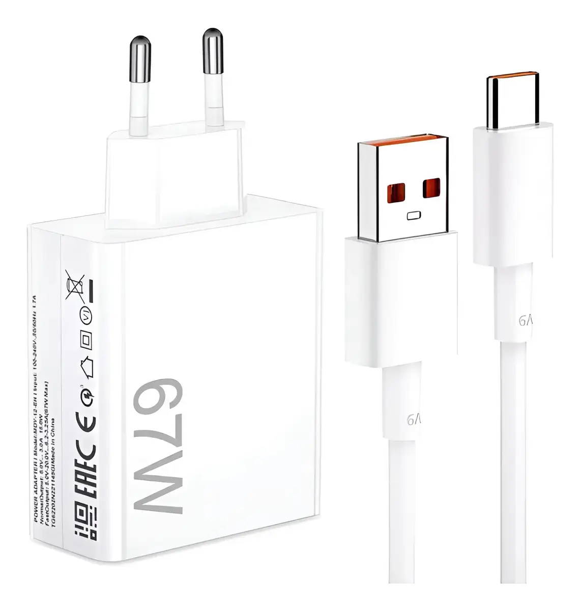 Carregador Turbo Usb C 67w (fonte + Cabo) Branco - 1