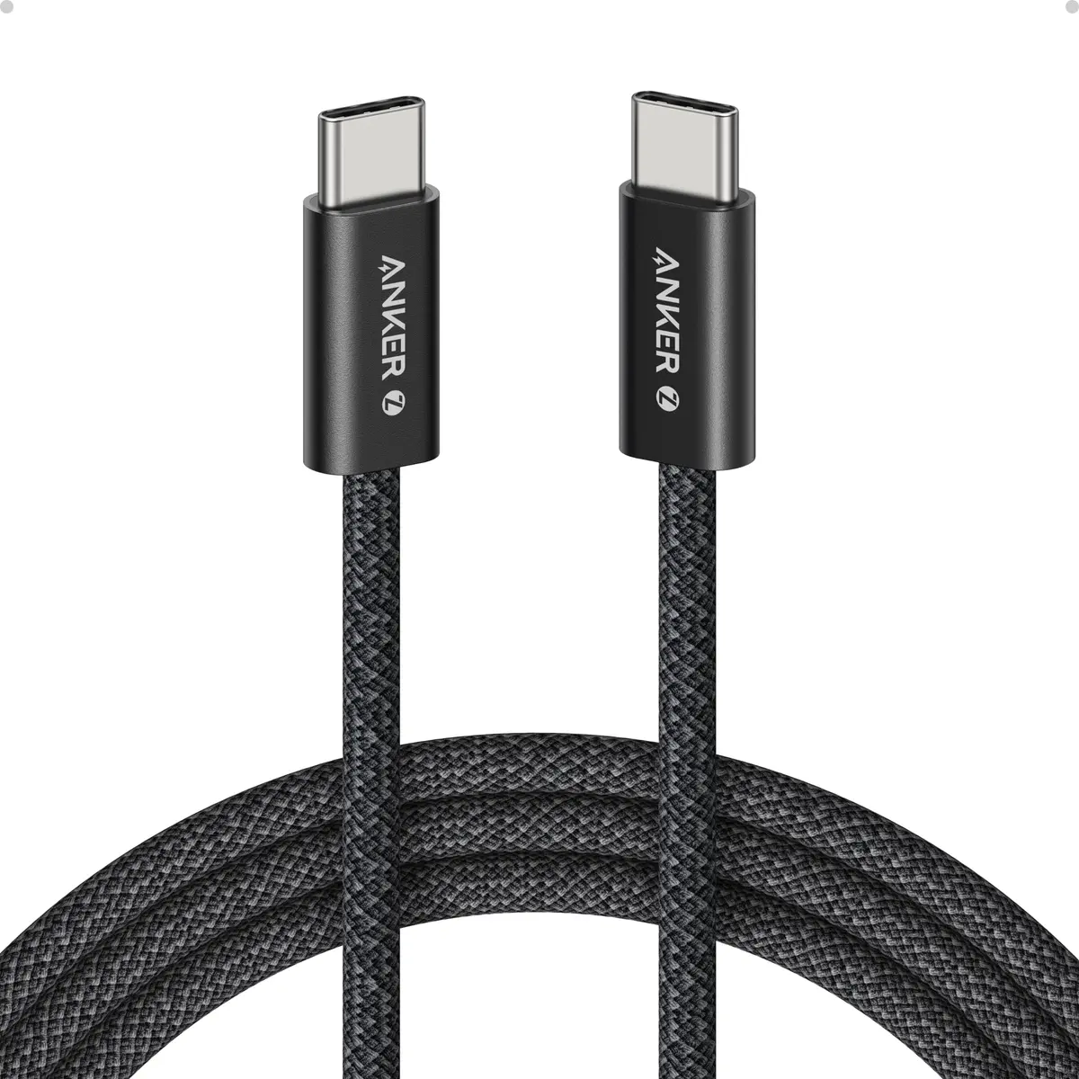 Anker Zolo Cabo USB-C para USB-C(Tipo C 1,8 m), 240W de Carregamento Rápido | Trançado e Livre de Sujeira, Conector Fino, para iPhone 18/17/16/15, Samsung, Xiaomi, MacBook, iPad, Tablet, Kindle, Preto