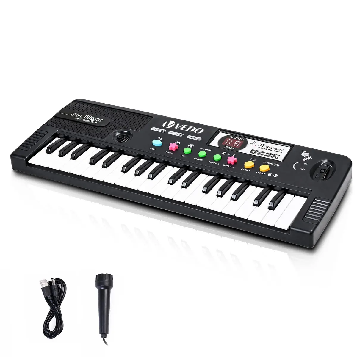 VEDO Piano Digital Teclado 37 Teclas Infantil, com Falante e Microfone, Instrumento Musical Educativo, 8 Ritmos, 3 Timbres, 24 Músicas de Demonstração, Um Excelente Presente Para Crianças - 1