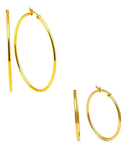 Kit Brinco Argola Feminino Aço Inox Dourado 2 Pares - 1