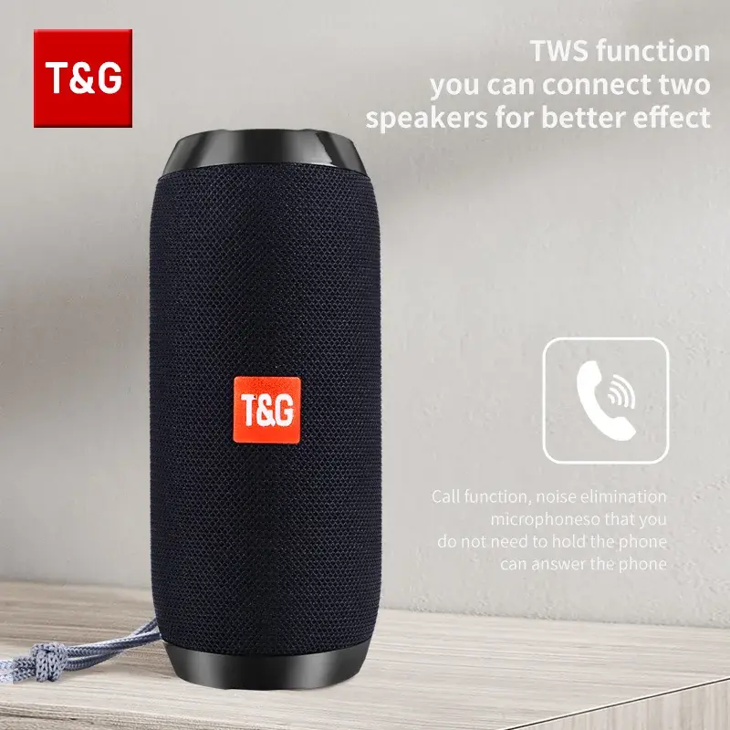 Alto-falante bluetooth t & g tg117 portátil tws caixa de som à prova dwaterproof água ao ar livre estéreo surround alto-falantes suporte tf rádio fm