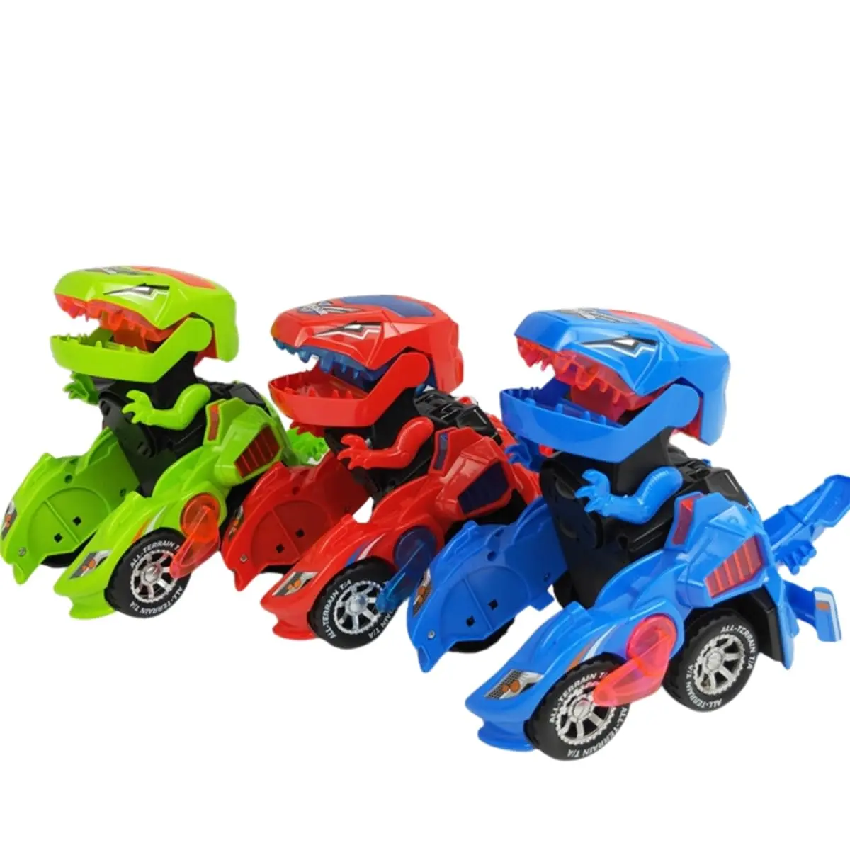Carro Dinossauro Transforma Robô Dino T-Rex C/Luz Som Bate Volta (VERMELHO)
