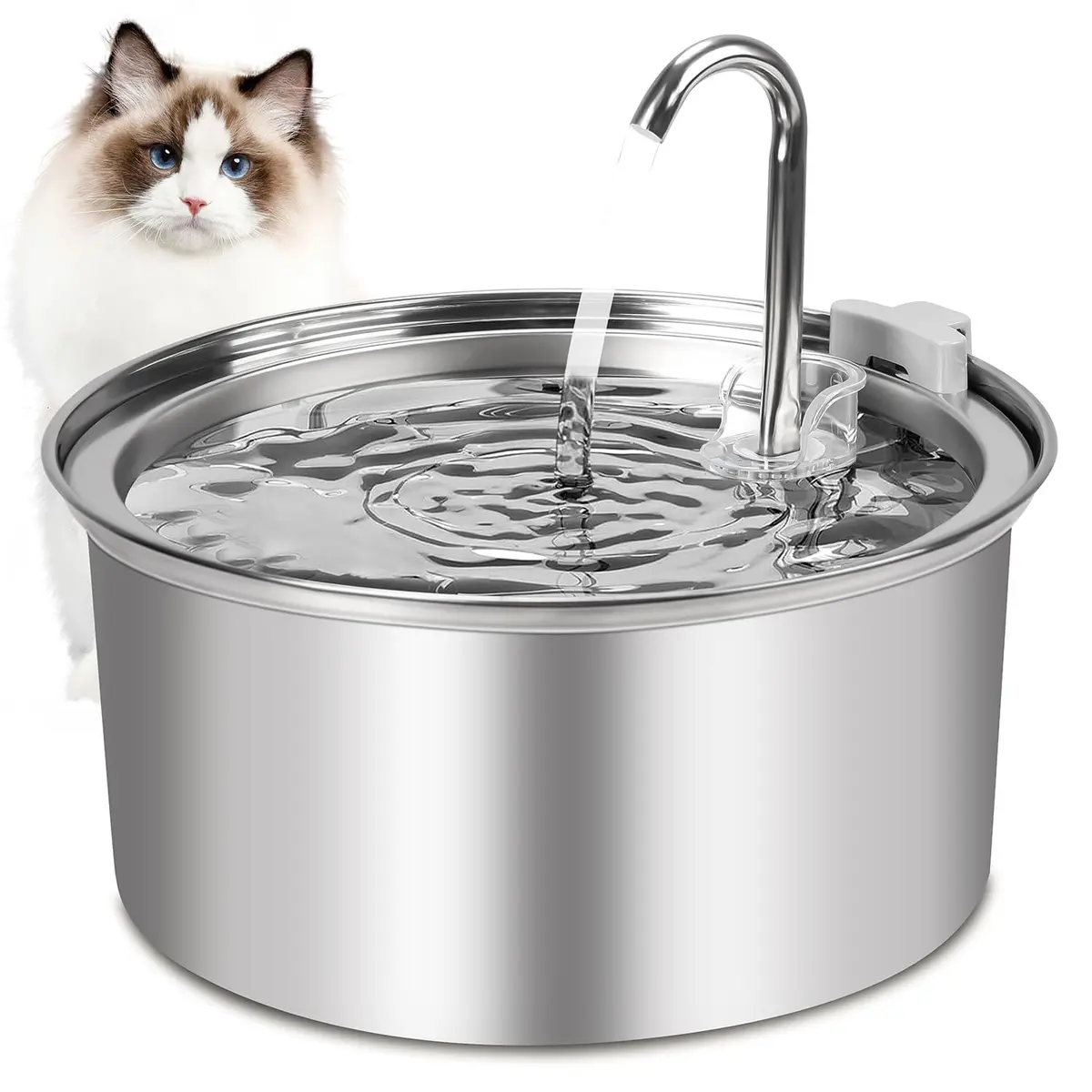 Bebedouro para Gatos, Fonte de Água para Gato, 3.2L Filtro Silenciosa Inox - 1
