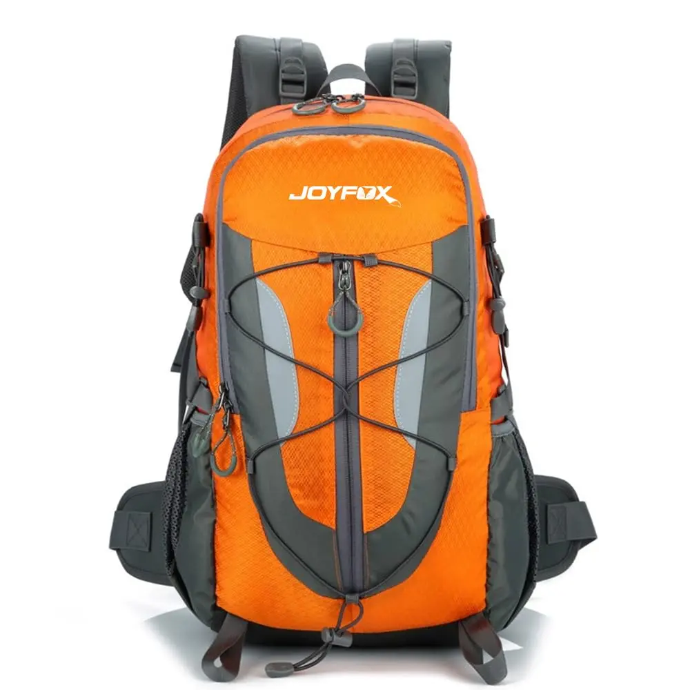 JOYFOX Mochila De Camping 40L Impermeável Ergonômica Com Proteção De Coluna E Elementos Refletivos, Mochila De Trilha Esportiva Resistente Para Acampamento Viagem E Uso Diário (Laranja)