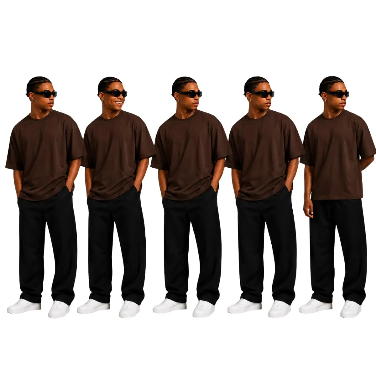 Kit 5 Camisetas Oversized Diversas Cores Masculina Moda Street Tecido Algodão