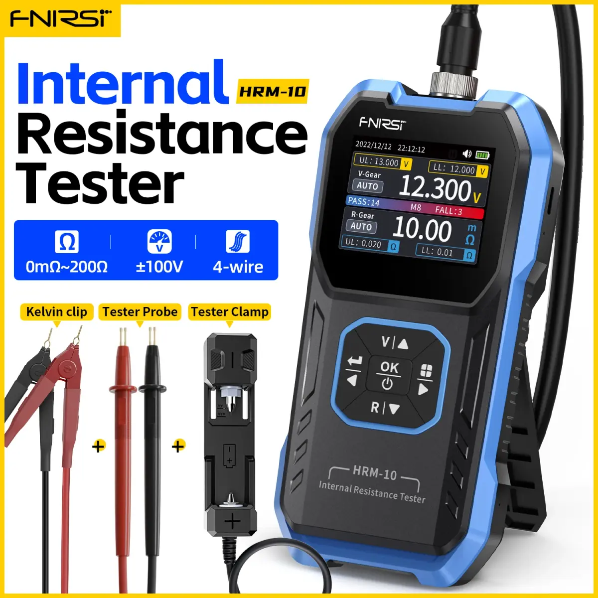 Fnirsi HRM-10 testador de resistência intemal de tensão da bateria de alta precisão trítio lron fosfato 18650 testador de bateria