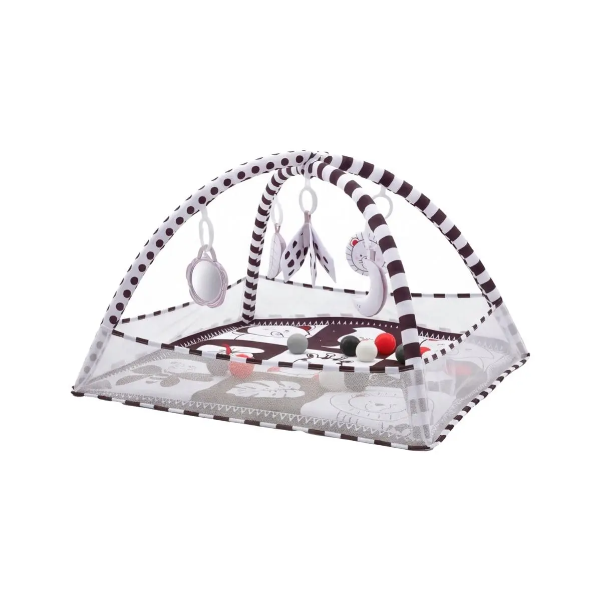 Tapete de Atividades Para Bebês 3x1 Piscina de Bolinhas Sensorial Preto e Branco Maxi Baby