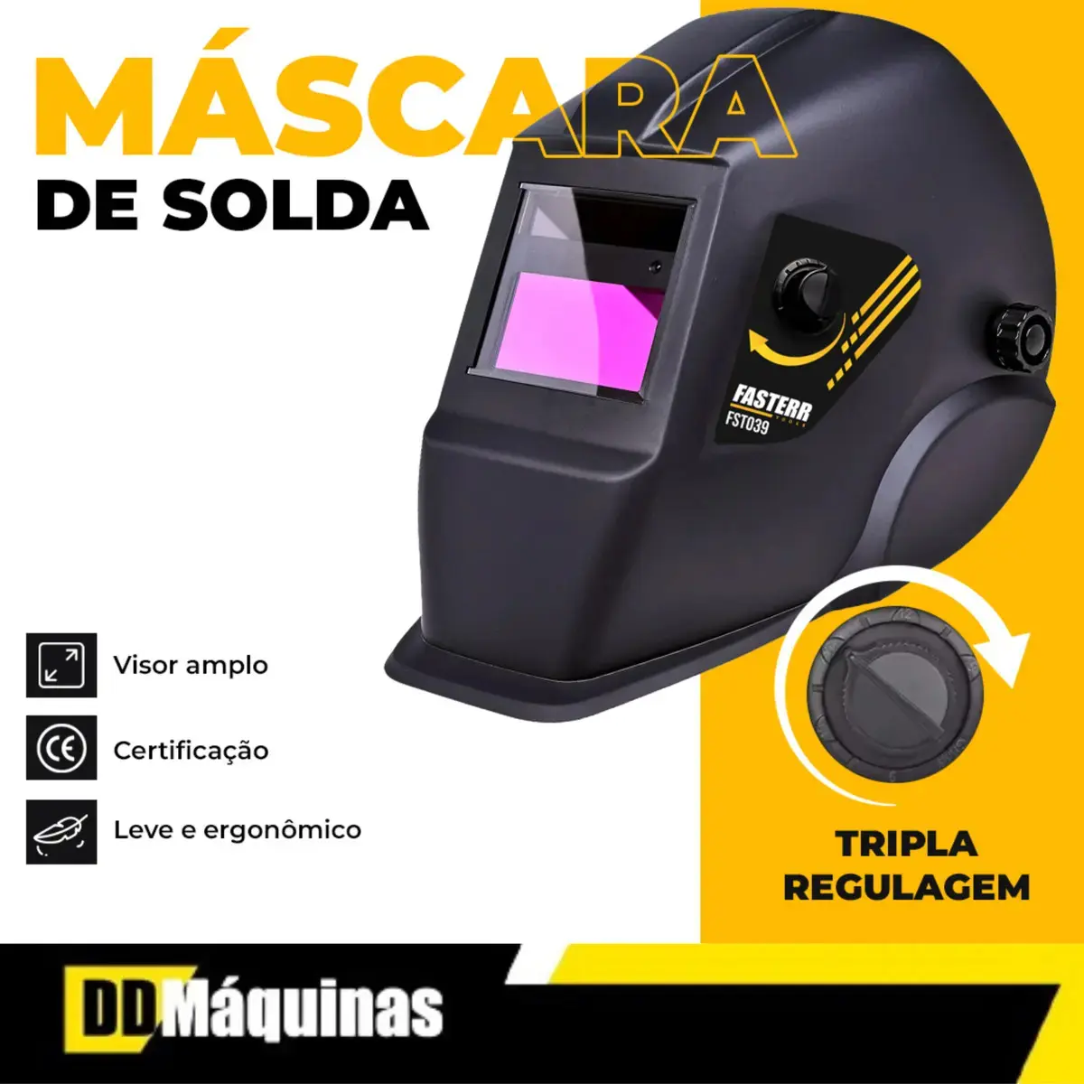 Máscara De Solda Automática C/ Regulagem Fasterr Fst039 Cor Preto Lisa thumbnail 2