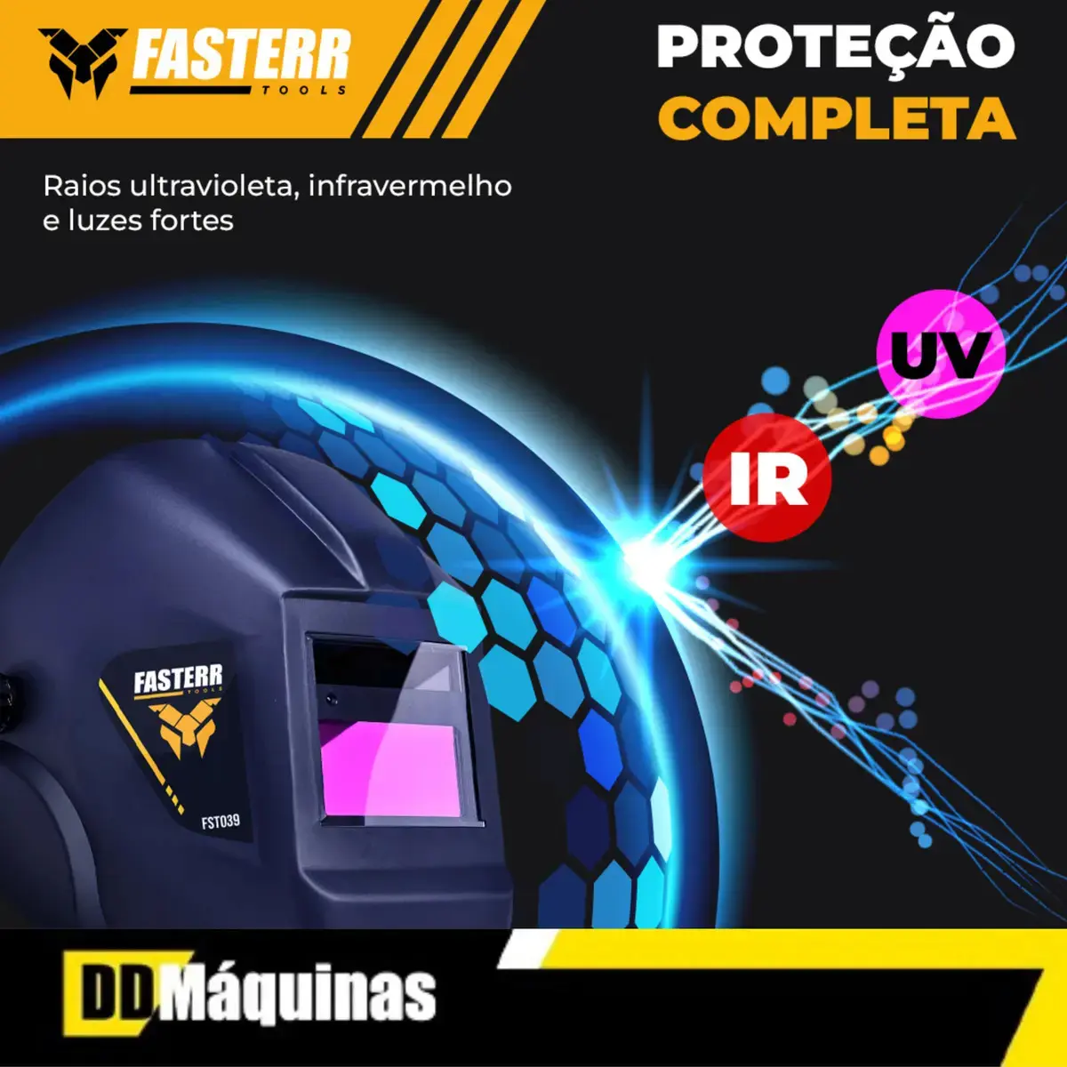 Máscara De Solda Automática C/ Regulagem Fasterr Fst039 Cor Preto Lisa thumbnail 3