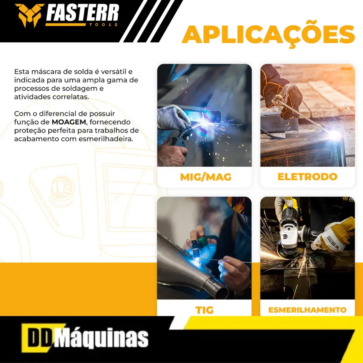 Máscara De Solda Automática C/ Regulagem Fasterr Fst039 Cor Preto Lisa thumbnail 4