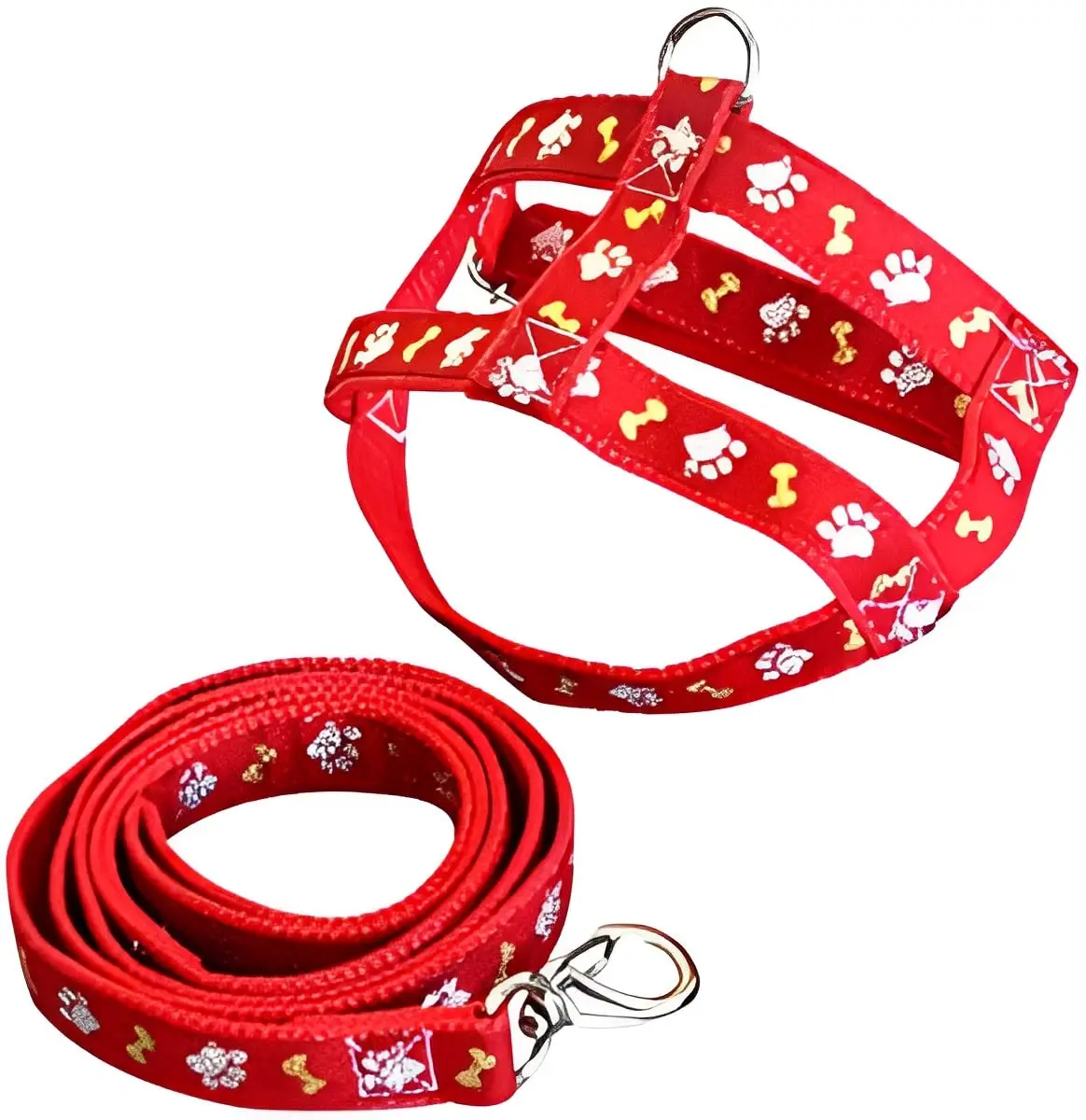 MY PET BRASIL Peitoral Para Cachorros N°2 Ajuste Fácil No Corpo Do Pet Pata Osso Coleira Peitoral Regulável Confortável E Resistente Vermelho