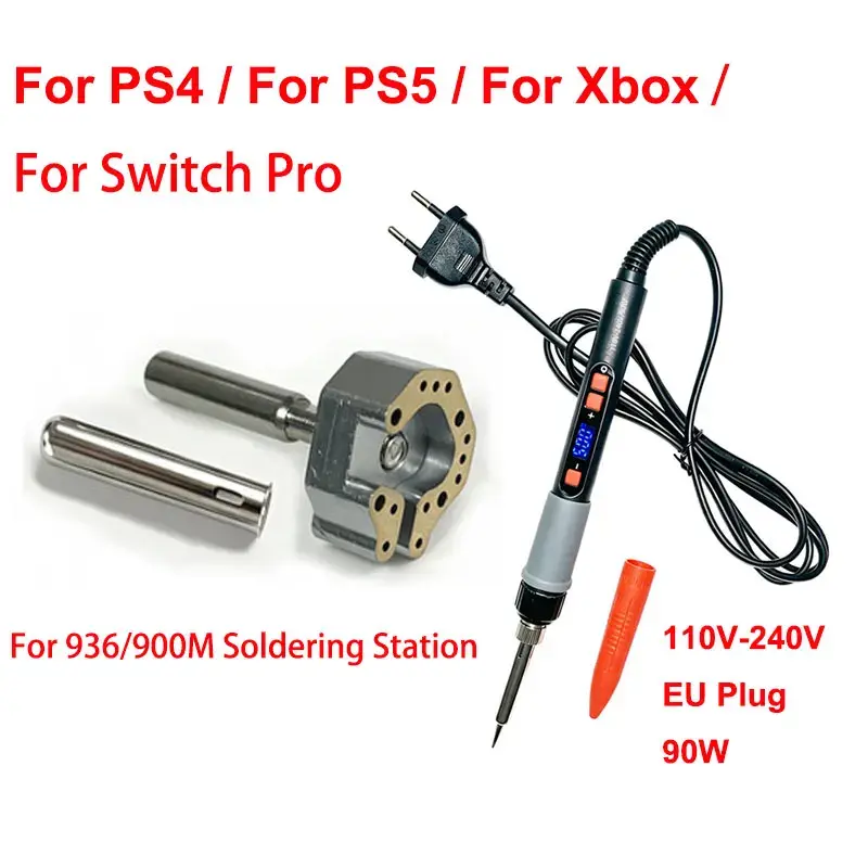 Estação de Solda com Temperatura Ajustável e Ponta de Solda para Joystick de 90W para Desoldagem de Joysticks de Controle Xbox PS4 PS5 Switch Pro - 1
