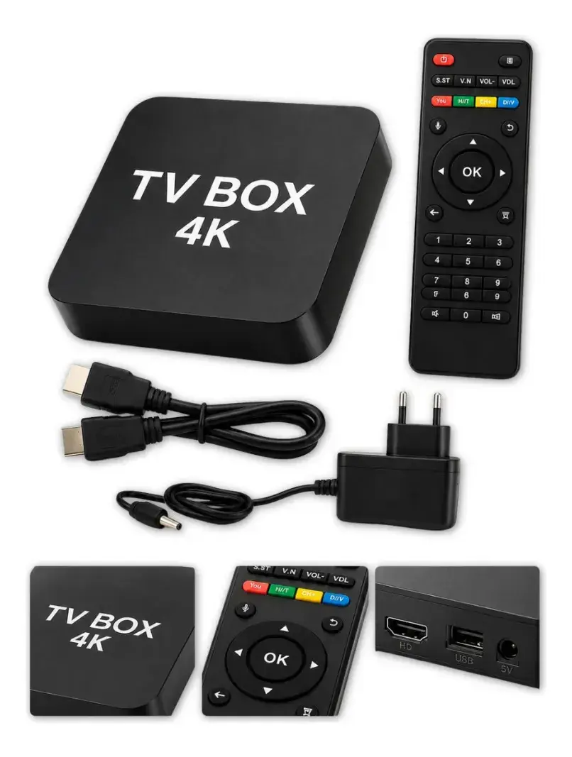 Smart Tv Box Android 10 4k Wi-fi 2gb Ram 16gb Netflix Prime Preto Padrão