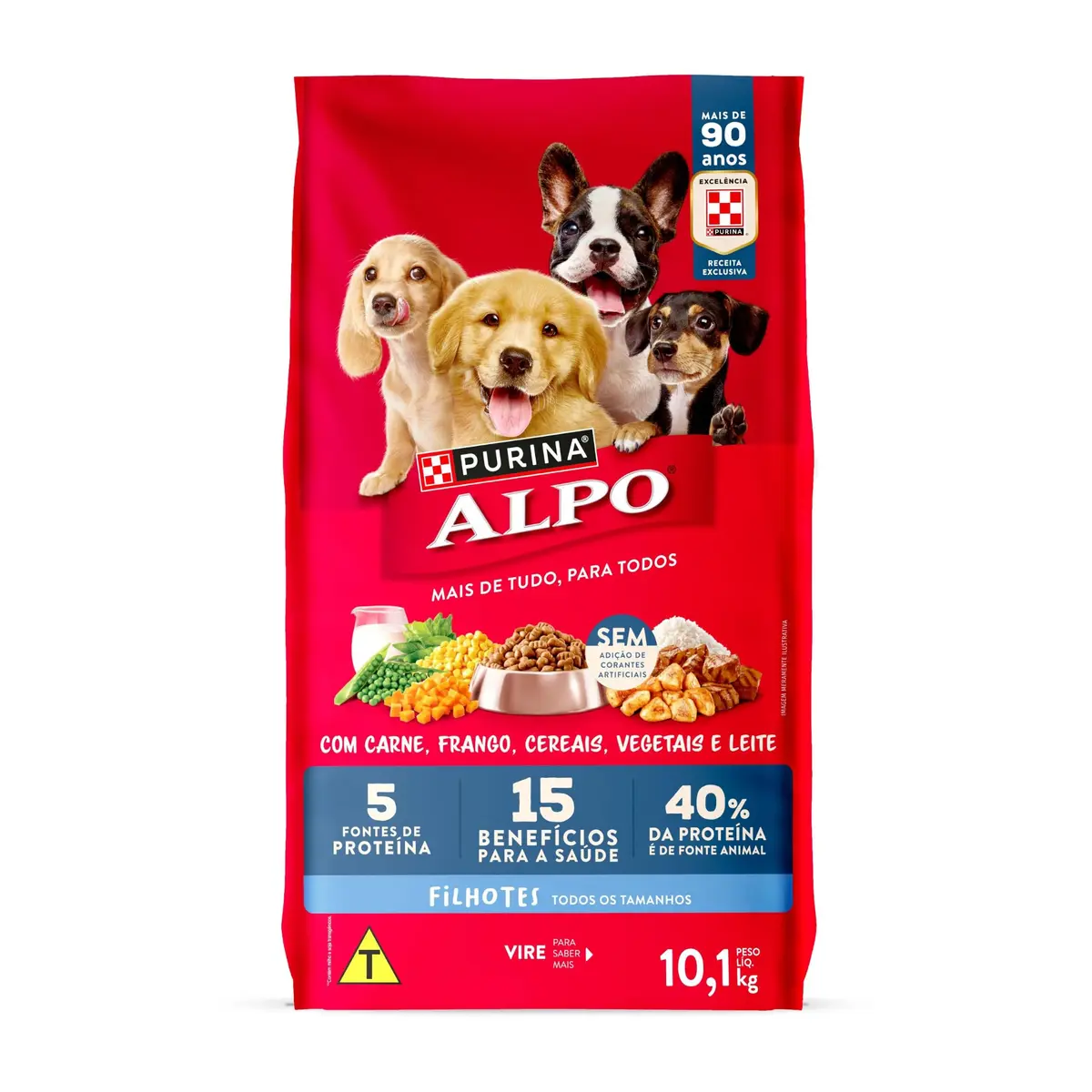 Purina Alpo NESTLÉ Ração Seca para Cães Filhotes Receitas Caseiras Carne, Leite e Cereais 10,1kg - 1