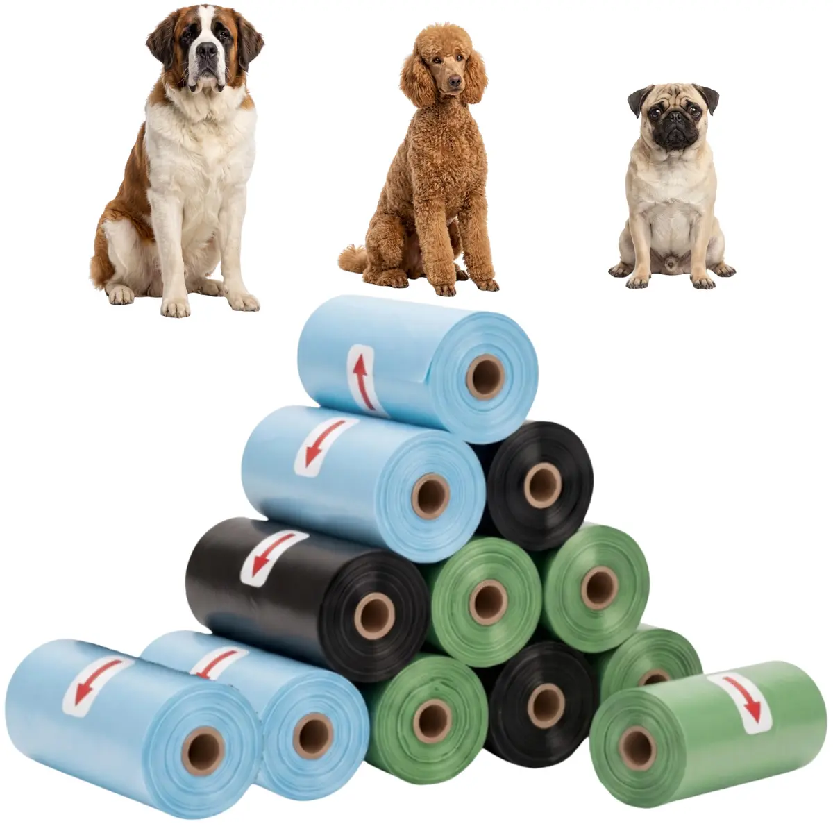 Kit 180 Sacos Cata Caca Coletor de Fezes Refil Biodegradável para Cães Gatos Resistente 30 cm