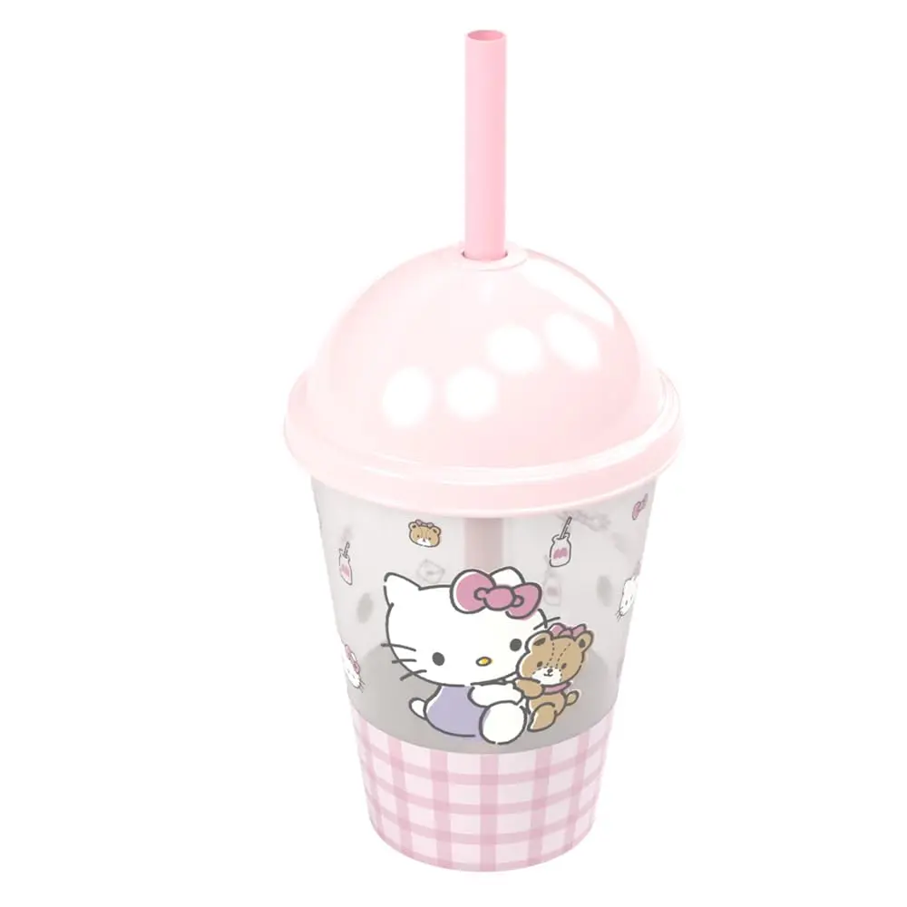 Plasútil Copo Hello Kitty Canudo Shake Plástico 280 ml