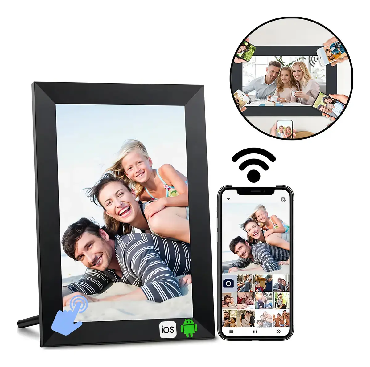 Porta Retratos Fotos Videos Digital Inteligente Wifi Tela Lcd Touch Screen 10,1 Polegadas Ios Android 16gb Memoria Sd Cheerylux Cyl-p1 Preto - 1