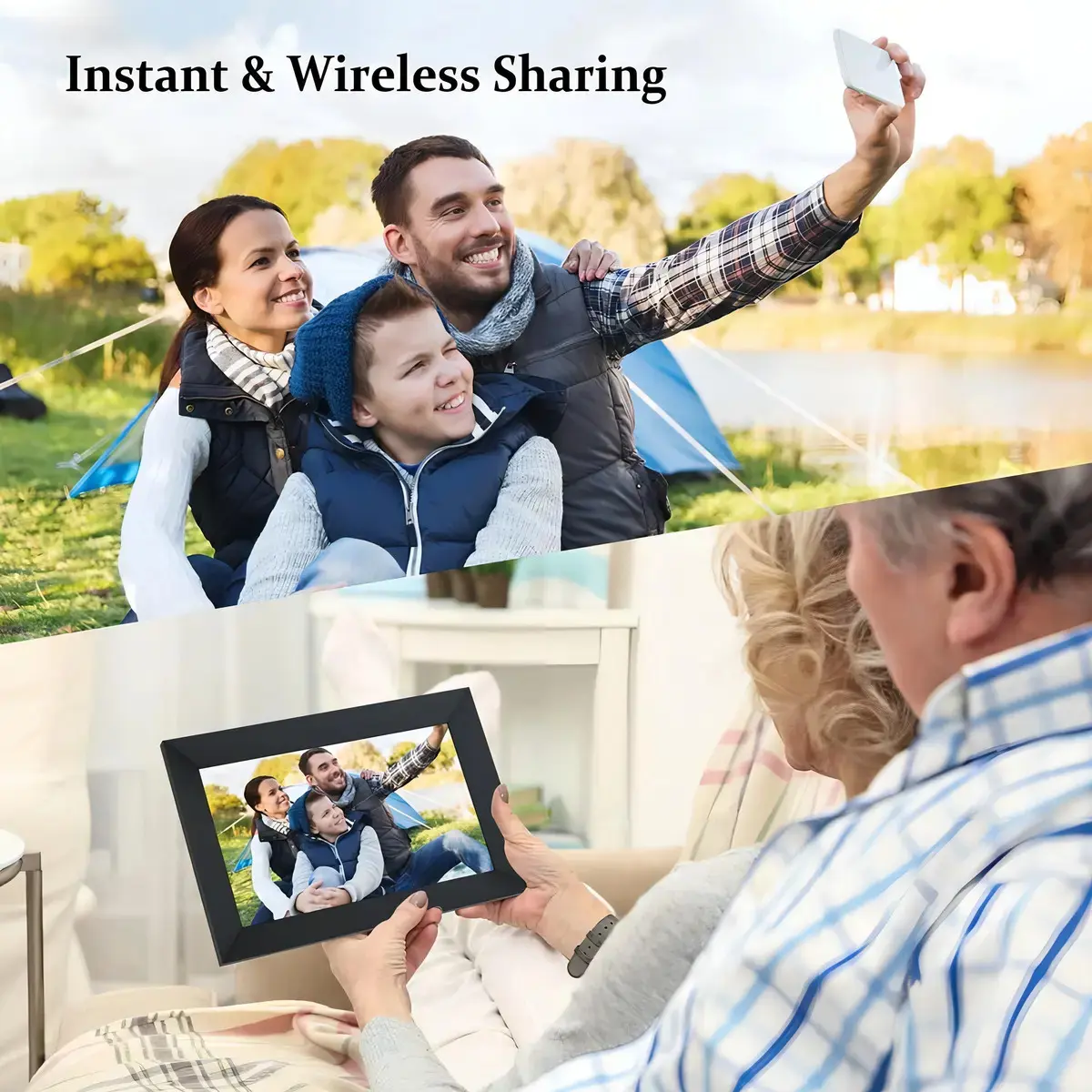 Porta Retratos Fotos Videos Digital Inteligente Wifi Tela Lcd Touch Screen 10,1 Polegadas Ios Android 16gb Memoria Sd Cheerylux Cyl-p1 Preto thumbnail 2