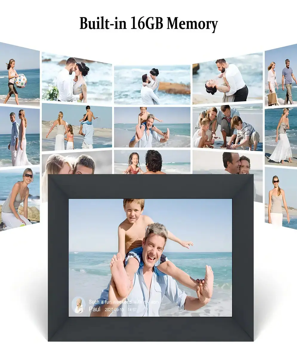 Porta Retratos Fotos Videos Digital Inteligente Wifi Tela Lcd Touch Screen 10,1 Polegadas Ios Android 16gb Memoria Sd Cheerylux Cyl-p1 Preto thumbnail 4