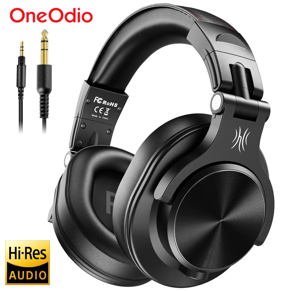 Fones de ouvido com fio Oneodio A71 HiFi com microfone, estéreo de alta resolução, headset para estúdio, DJ, gravação e monitoramento, com conectores de 3.5/6.35mm.
