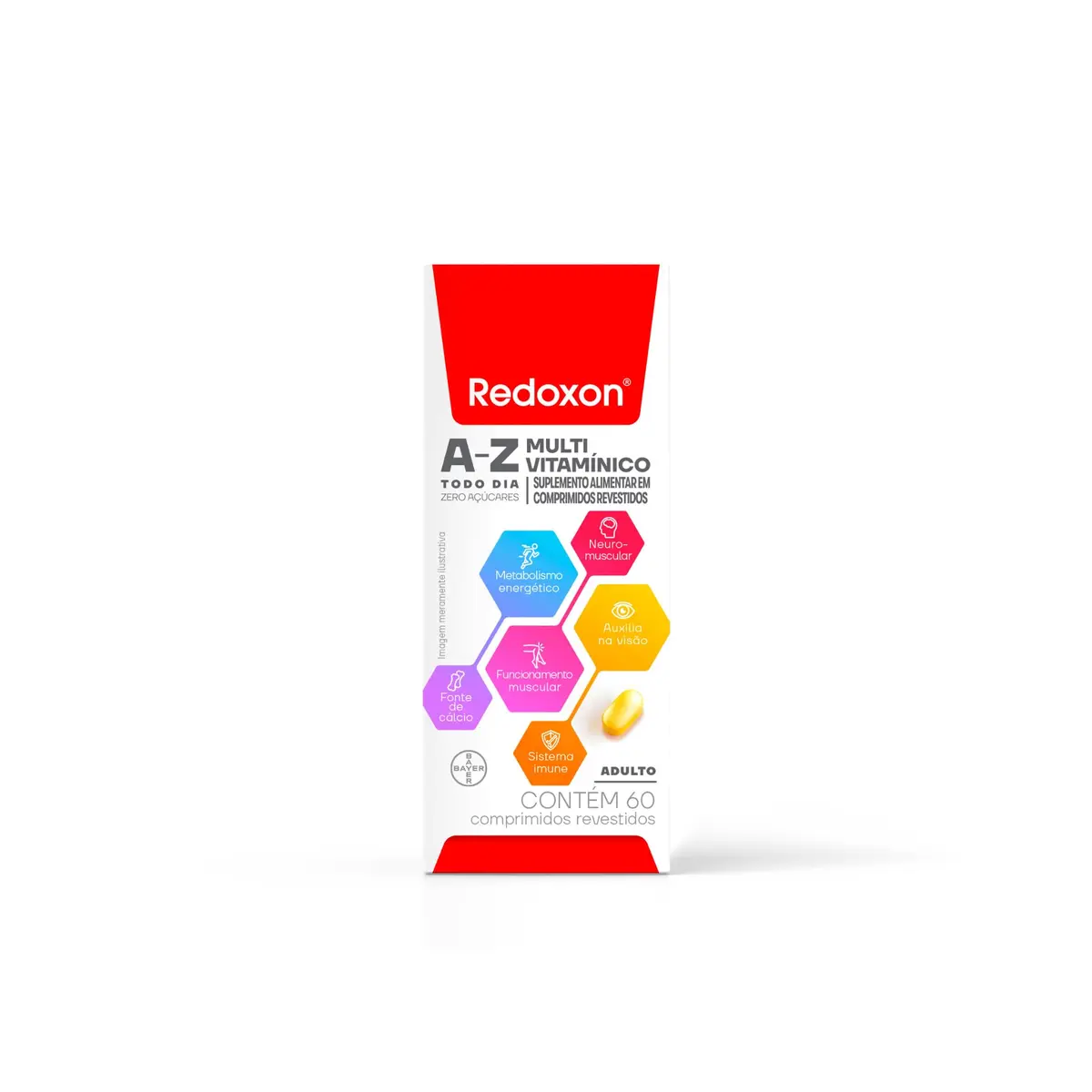 Redoxon Multivitamínico Vitaminas A, B12, C, D, Zinco 60 Comprimidos | Multivitamínico 60 comp., Vitaminas A, B12, C, D, E, K, Ferro e Zinco, Imunidade, energia e ossos, 1 ao dia