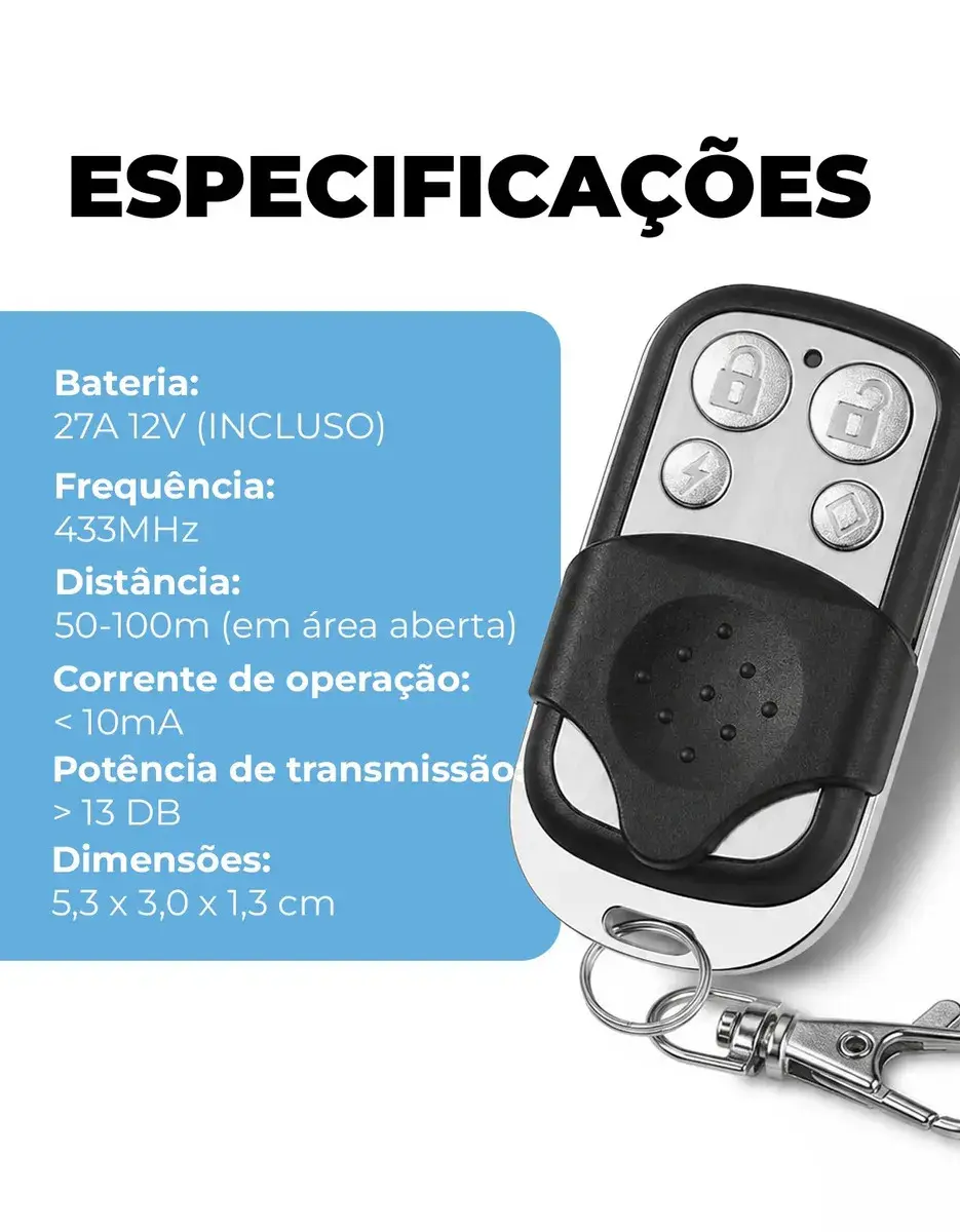 Kit 2 Controle Remoto Universal Com 4 Botões 433mhz Compativel Para Portão Eletronico Automatico Garagem Alarme Porta Residencial thumbnail 6