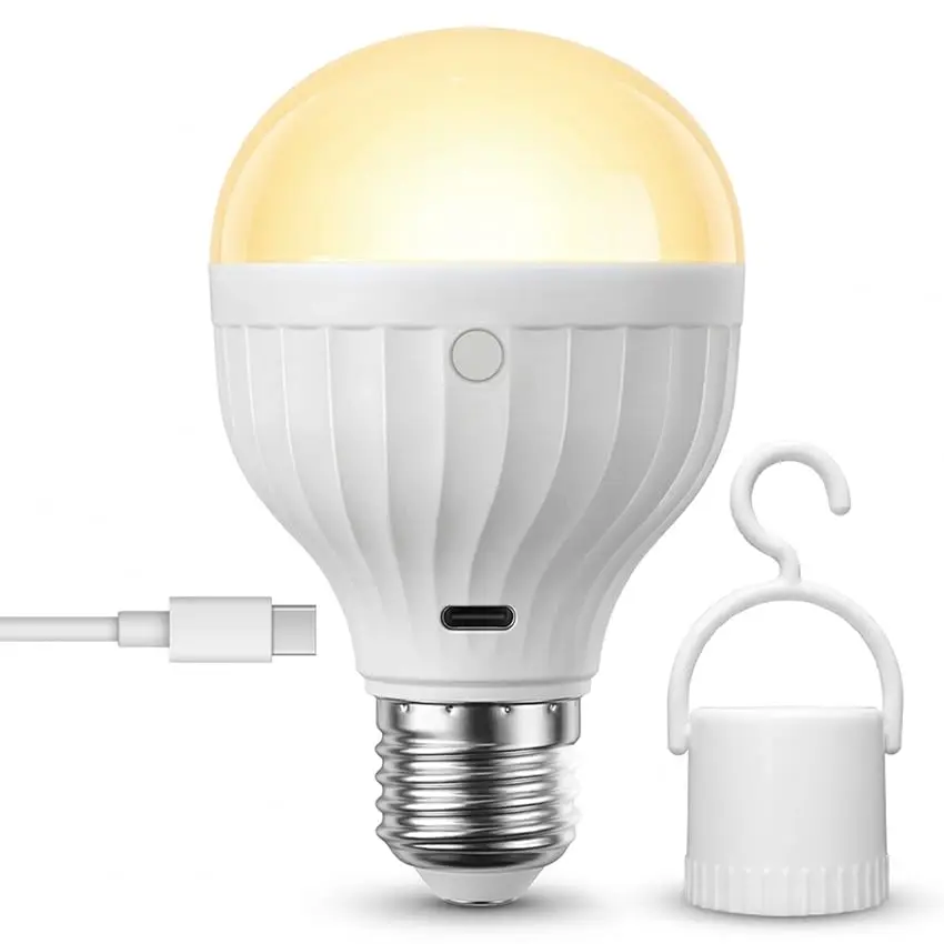 Lâmpada LED Recarregável Portátil com Controle Remoto 2600mAh, Lâmpada Inteligente com 3 Cores de Luz, Brilho Ajustável, USB, Temporizador, Lâmpada de Emergência para Camping e Uso Doméstico (1)