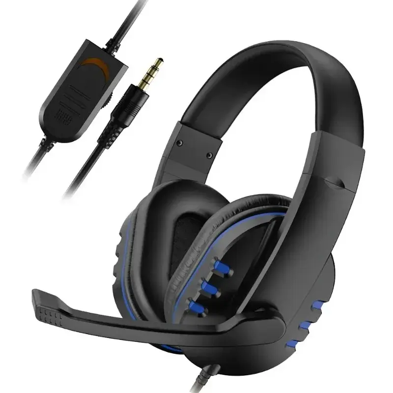 Headset gamer com fio com iluminação, microfone ajustável, som surround estéreo, almofadas auriculares macias, para PC, notebook e celular