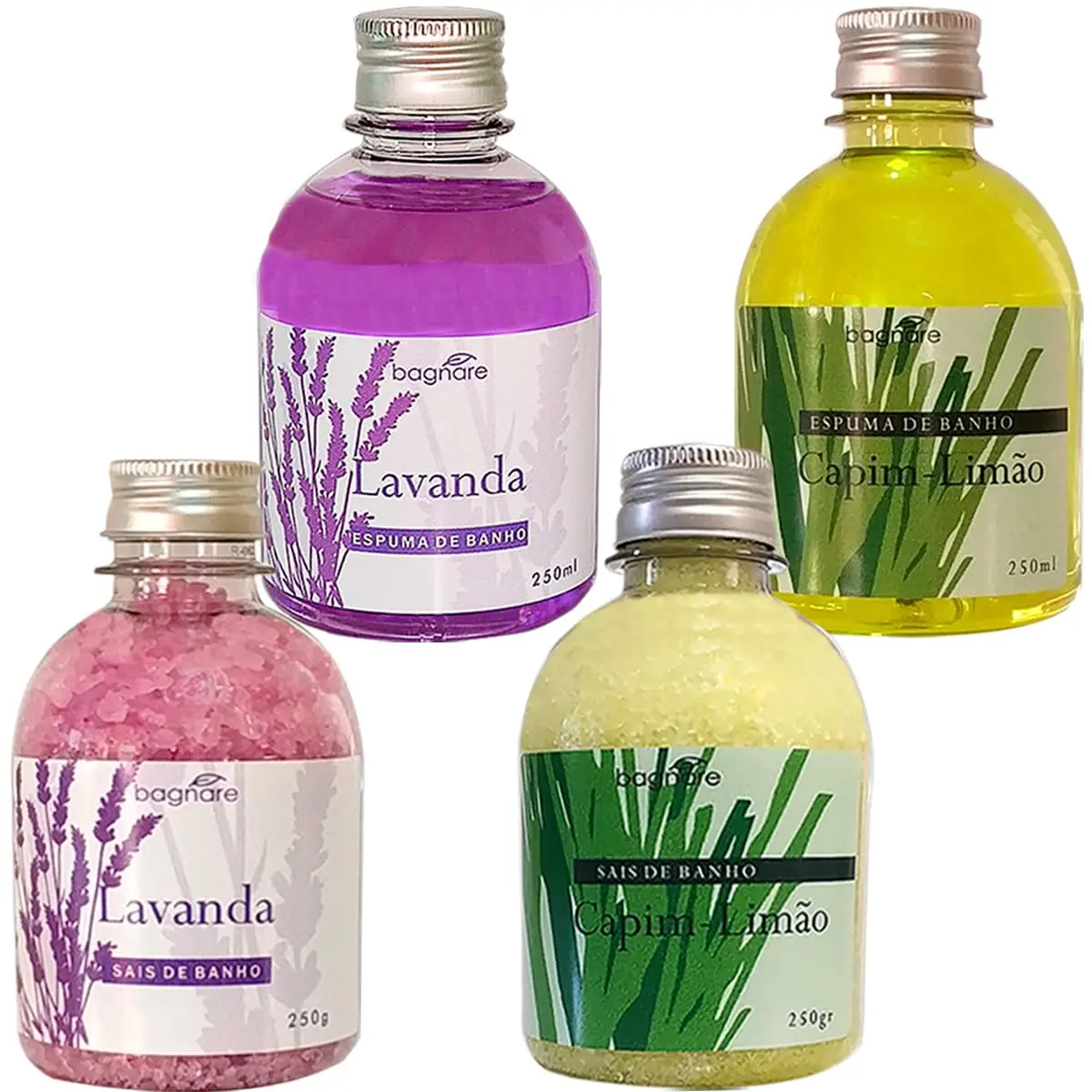 Kit De 2 Sais E 2 Espuma De Banho Banheira De Hidromassagem Lavanda e Capim Limão - 1