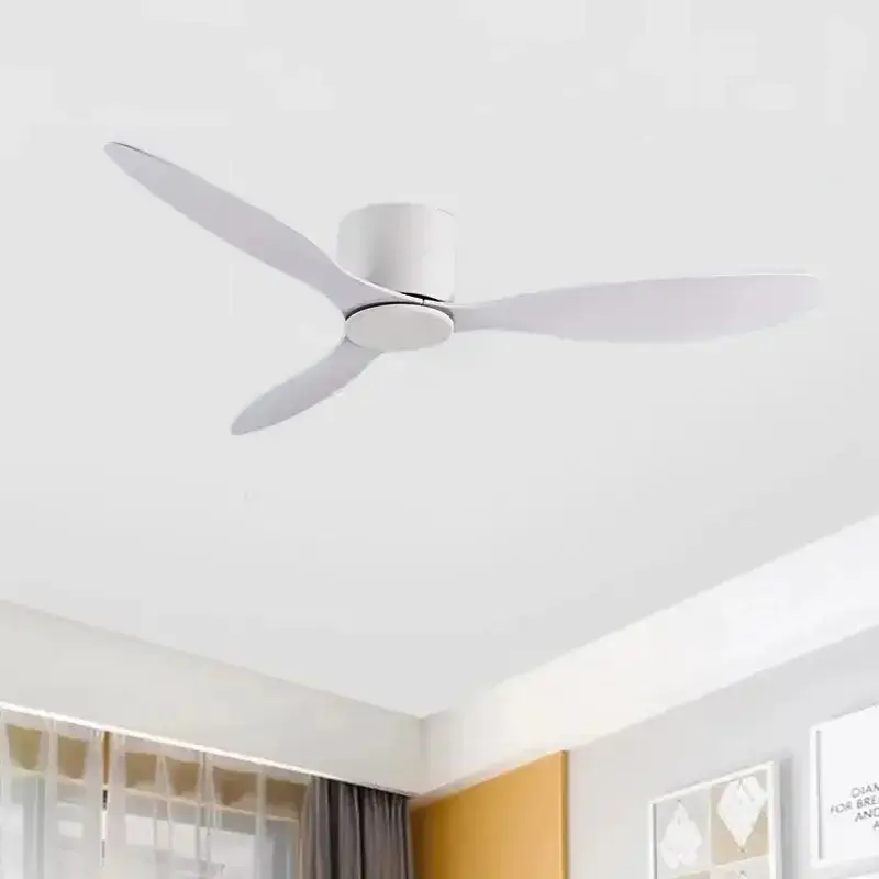 42 52 Polegada ventiladores de teto sem luz dc motor controle remoto ventiladores de refrigeração lâmpada baixo piso ventilador de teto madeira branca cor preta fãs - 1