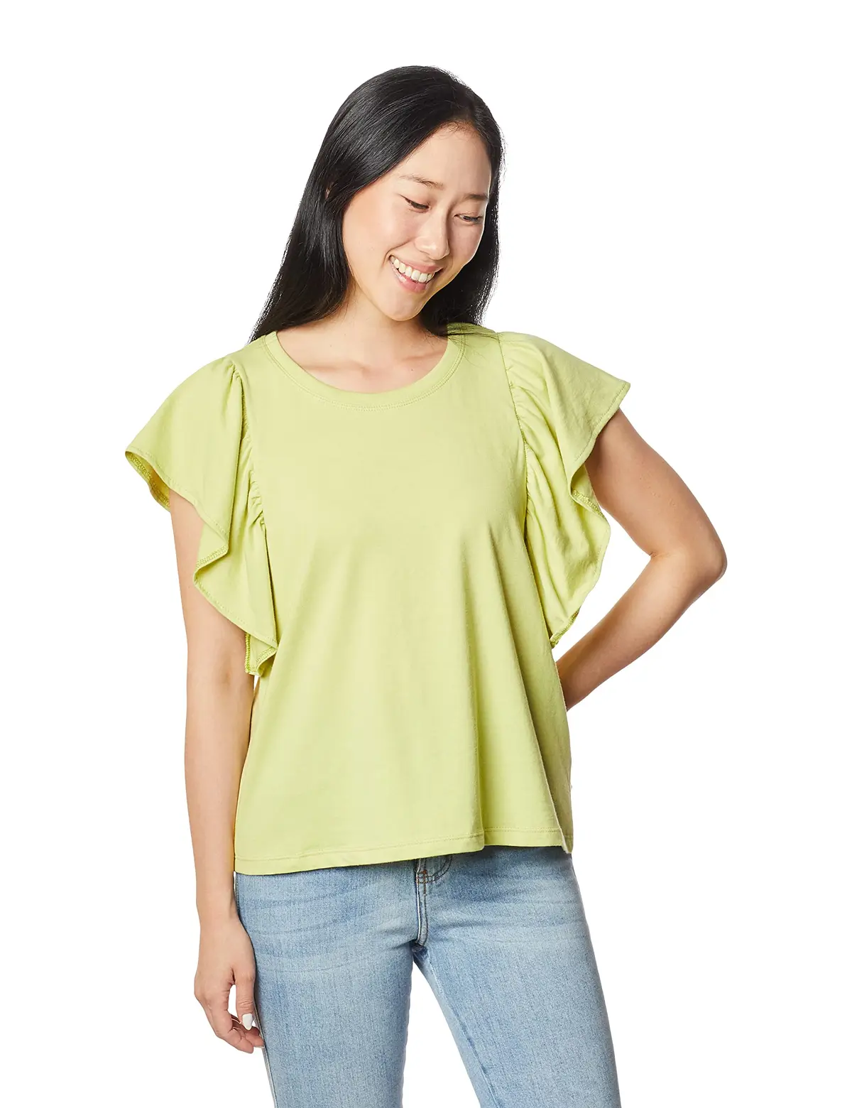 Camiseta básica Blusa Feminina Manga Curta Com Babados HeringFeminino - 1