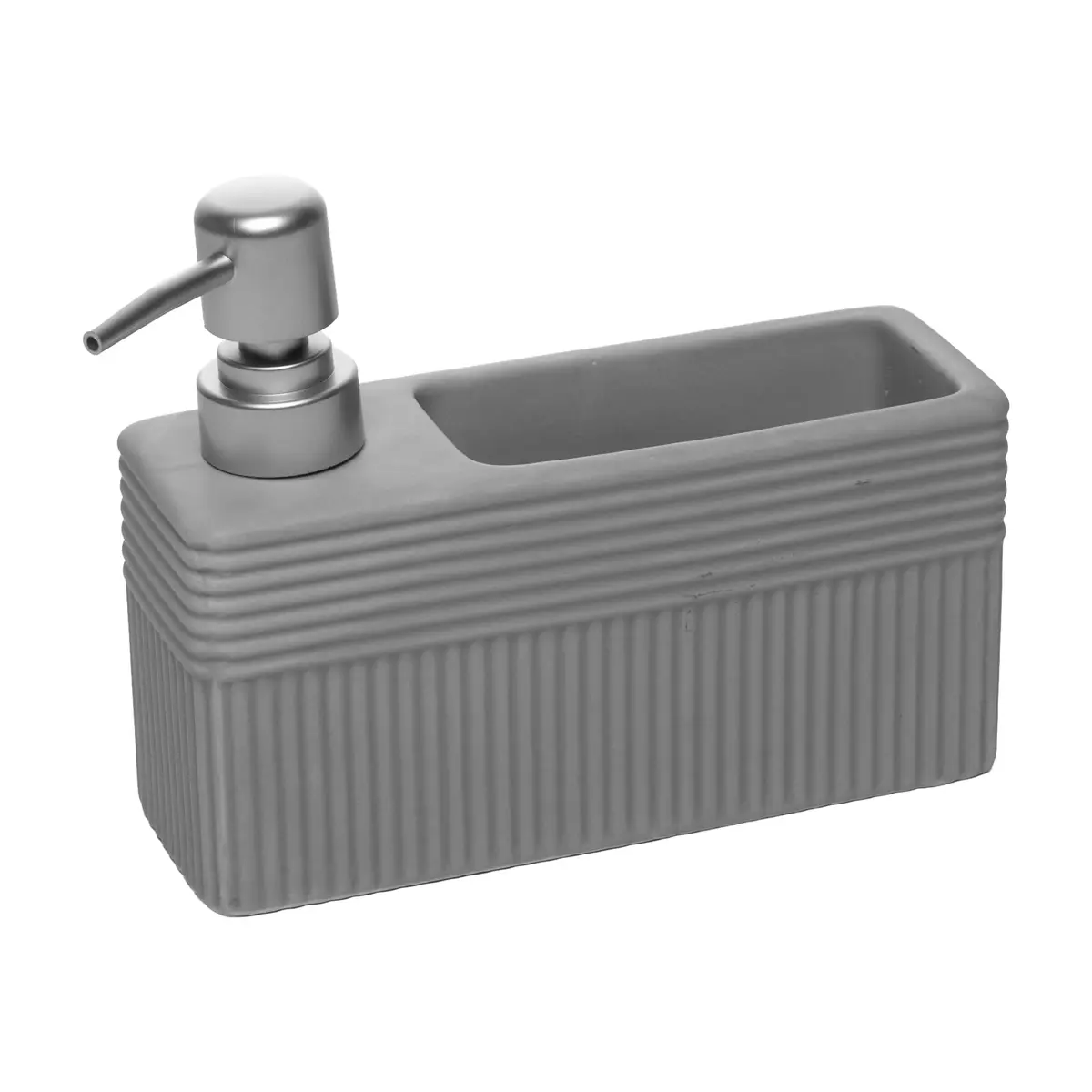 LYOR - Porta Detergente Líquido com Suporte para Esponja Velinea 490ml Cinza Cerâmica