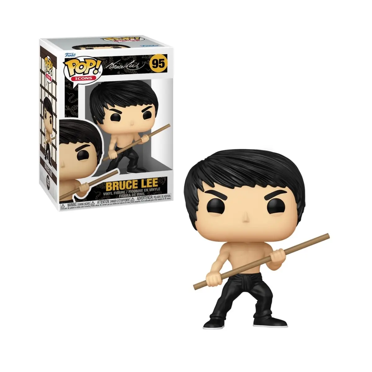Candide, Boneco, Funko POP! Icons Bruce Lee com Bastão Bo, Bruce Lee - 10 cm